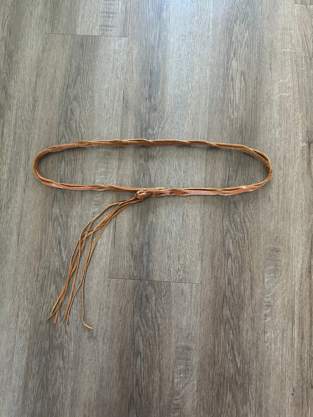 Brown Leather Fringe Belt
