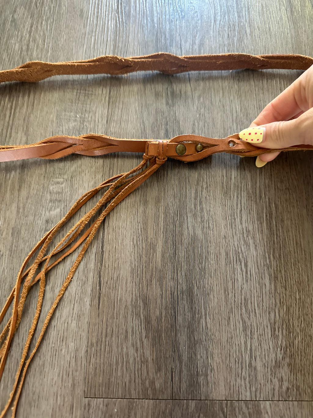 Brown Leather Fringe Belt