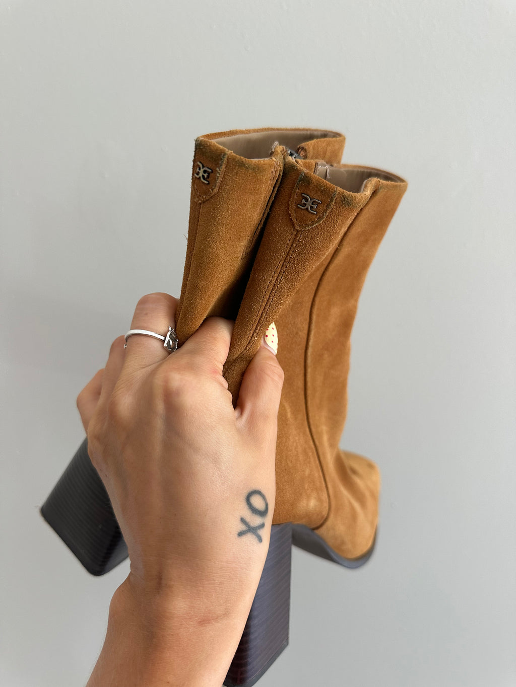 Sam Edelman Tan Suede Square Toe Boots