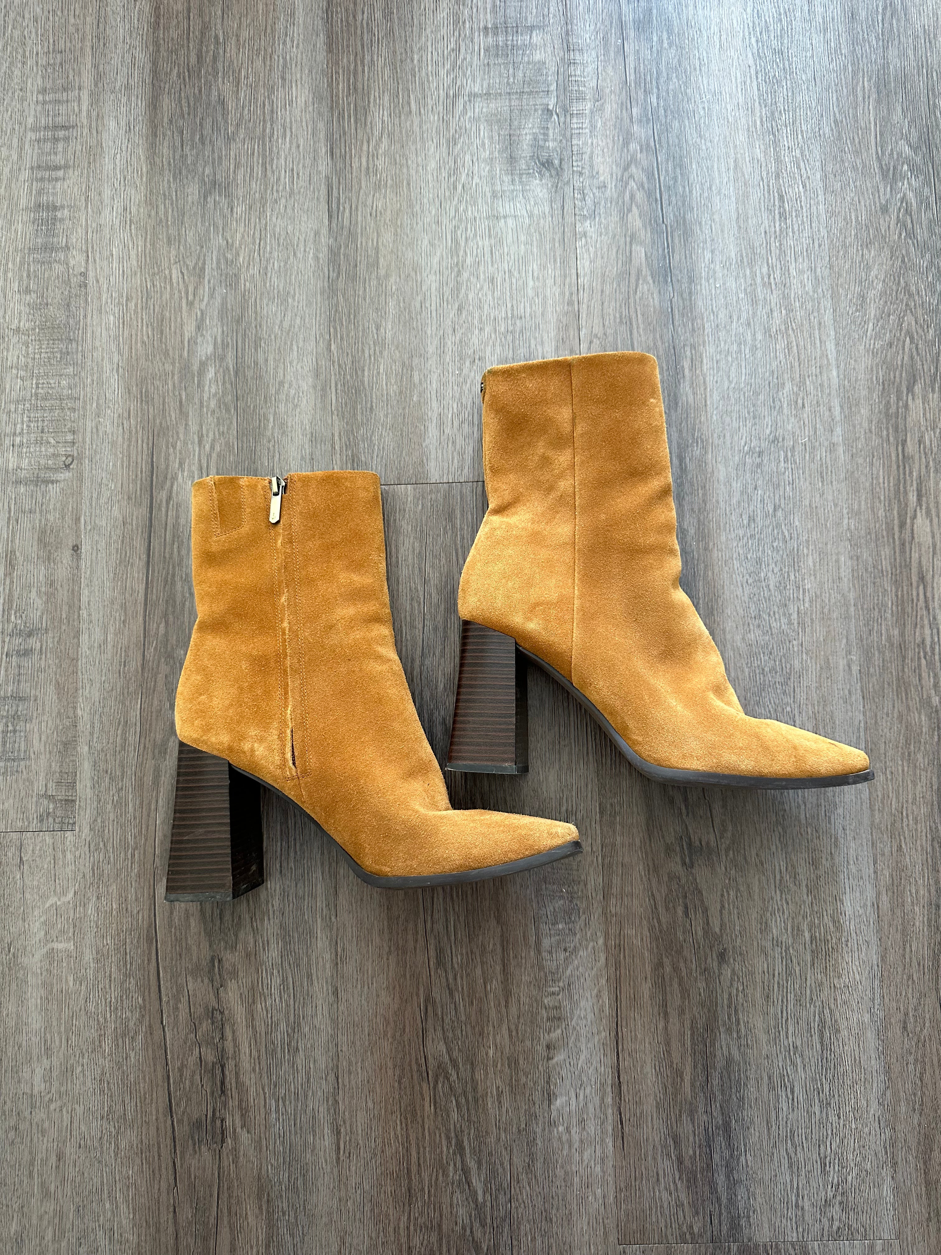 Sam Edelman Tan Suede Square Toe Boots