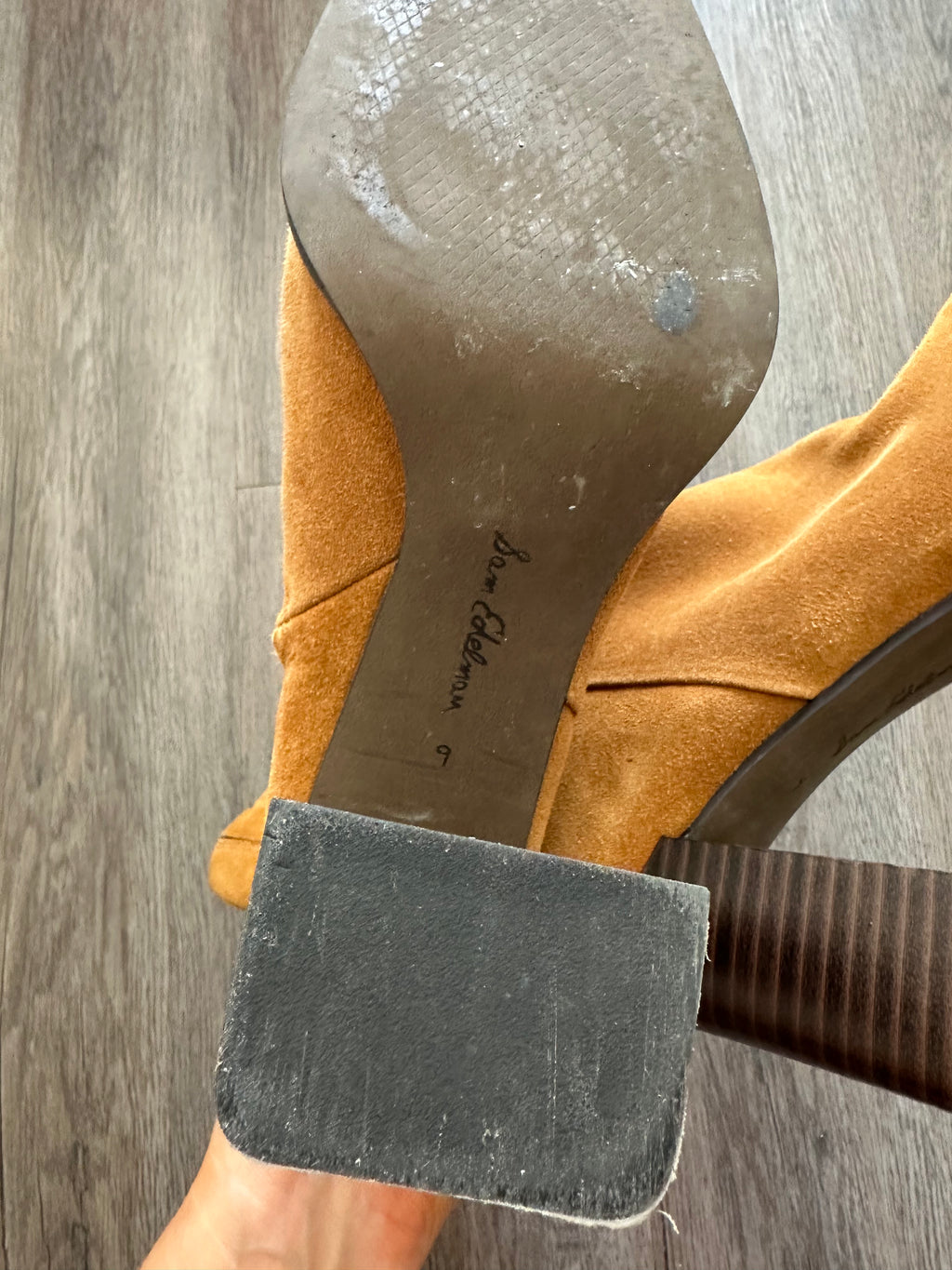 Sam Edelman Tan Suede Square Toe Boots