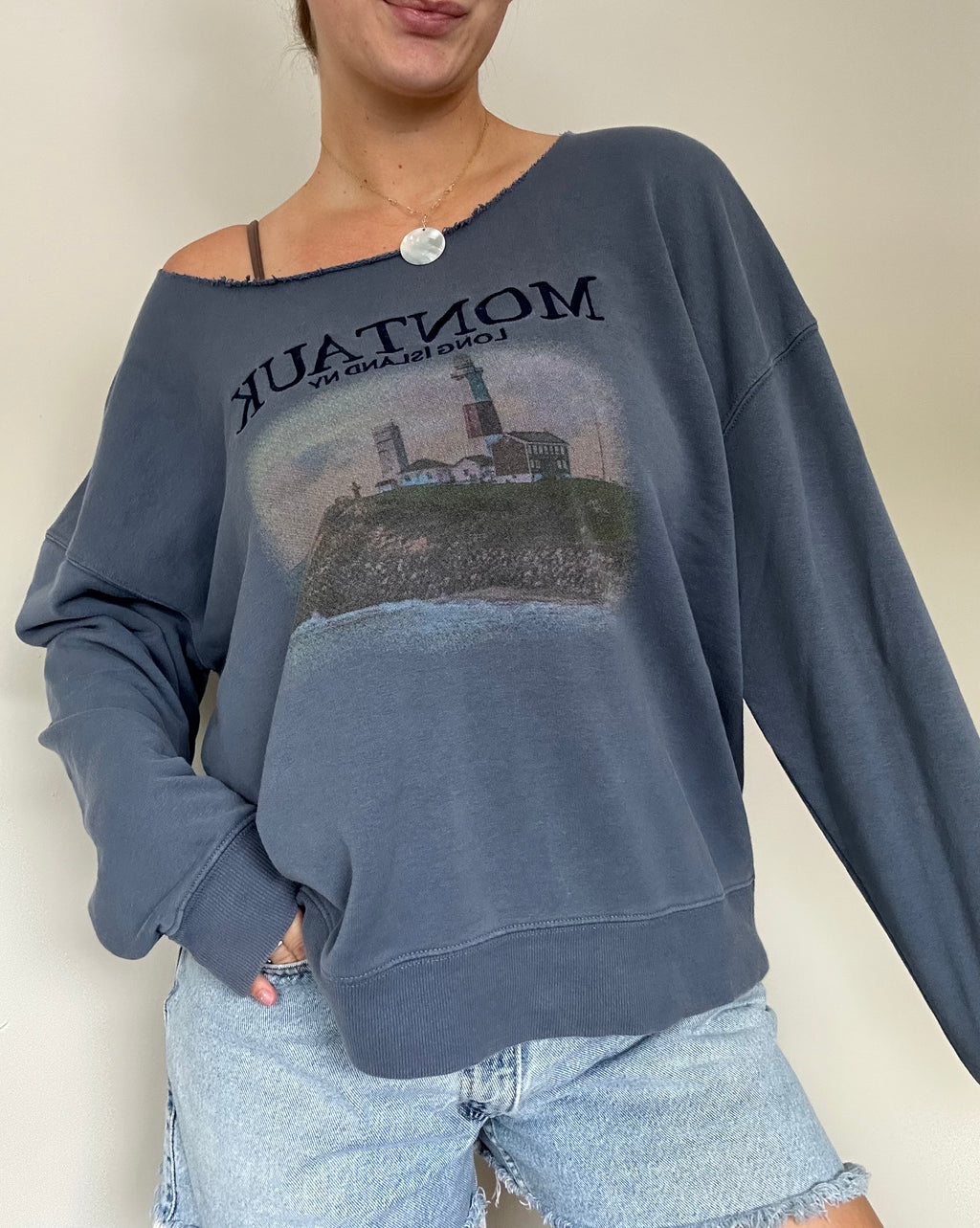 Montauk NY Off the Shoulder Sweatshirt