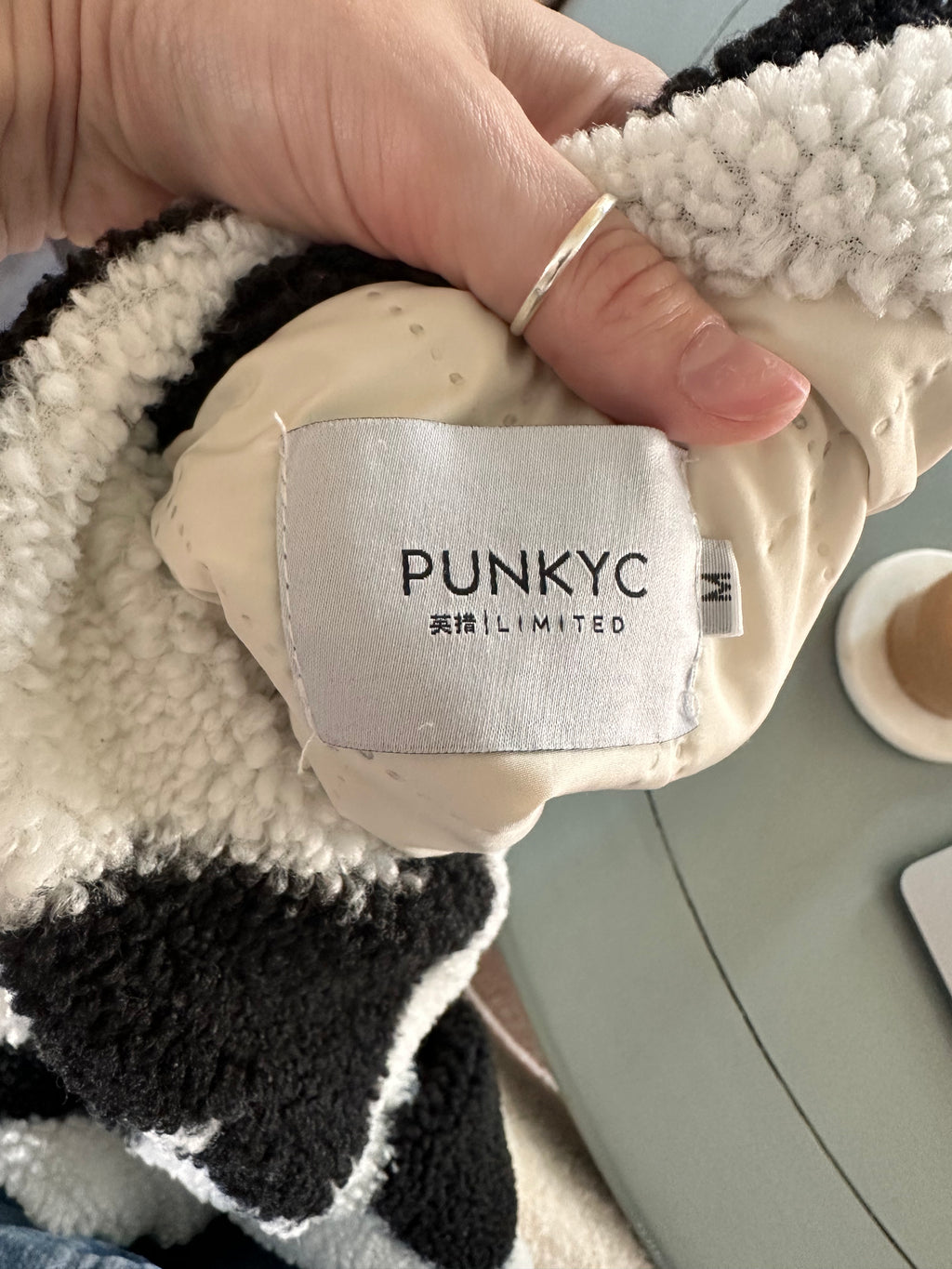 Black and White Heart Sherpa Jacket