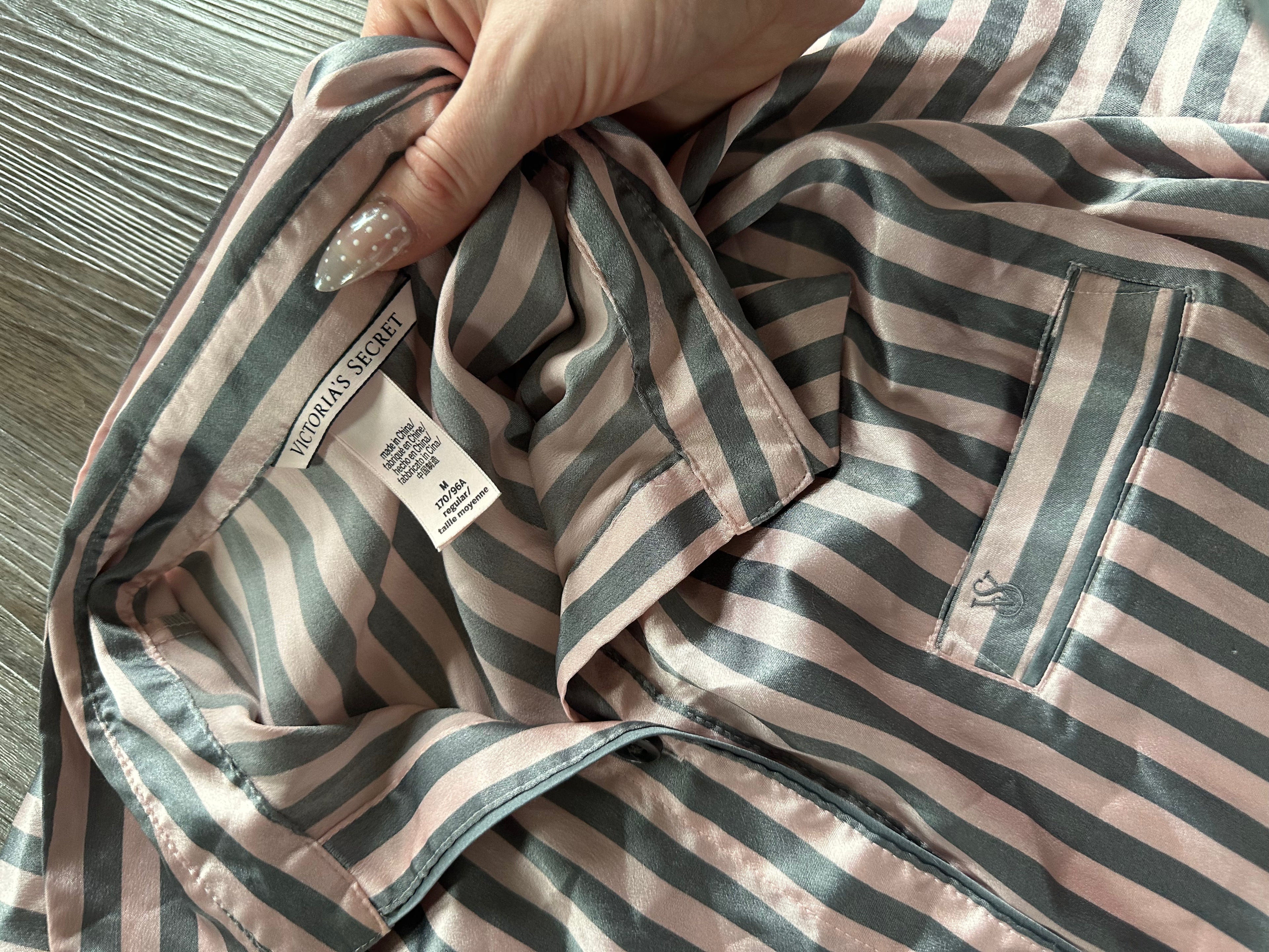 Victorias Secret Silky Striped PJ Top