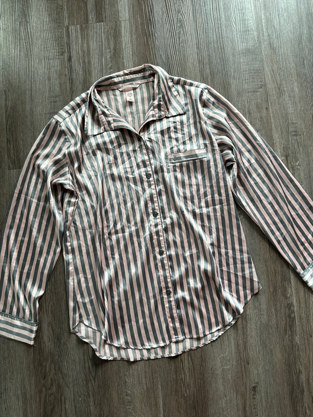 Victorias Secret Silky Striped PJ Top