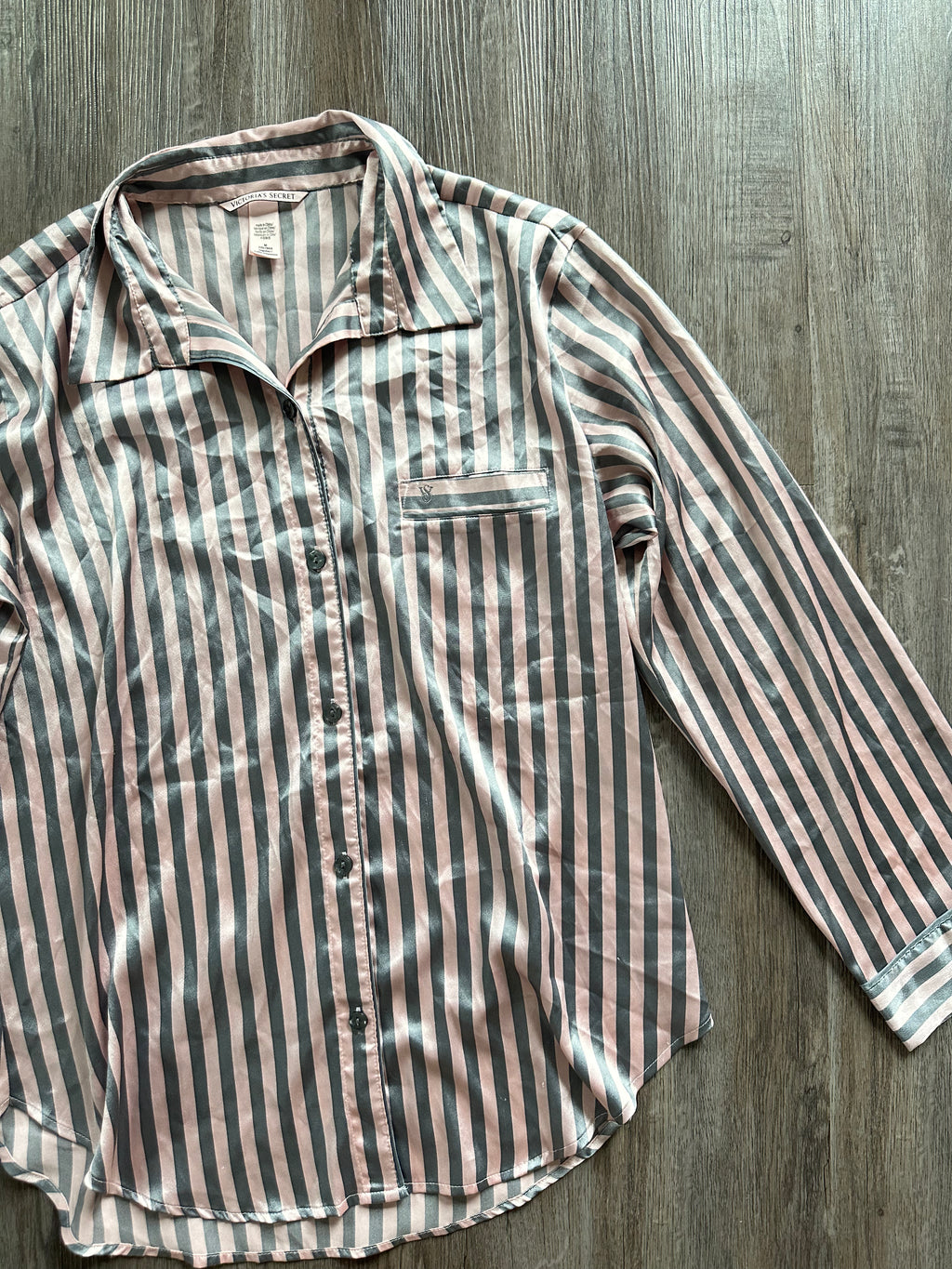 Victorias Secret Silky Striped PJ Top