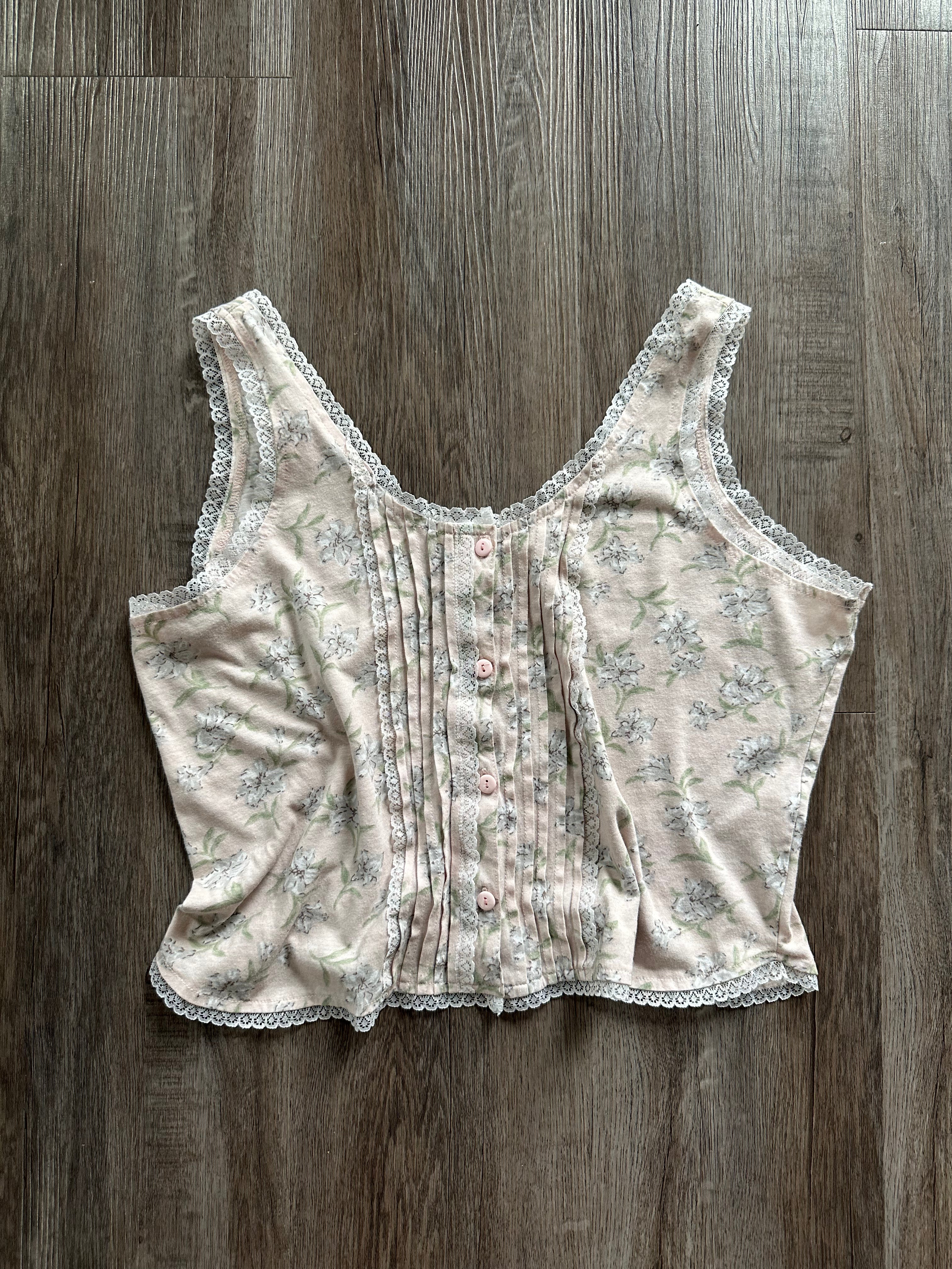 Vintage Pink Floral Tank Top