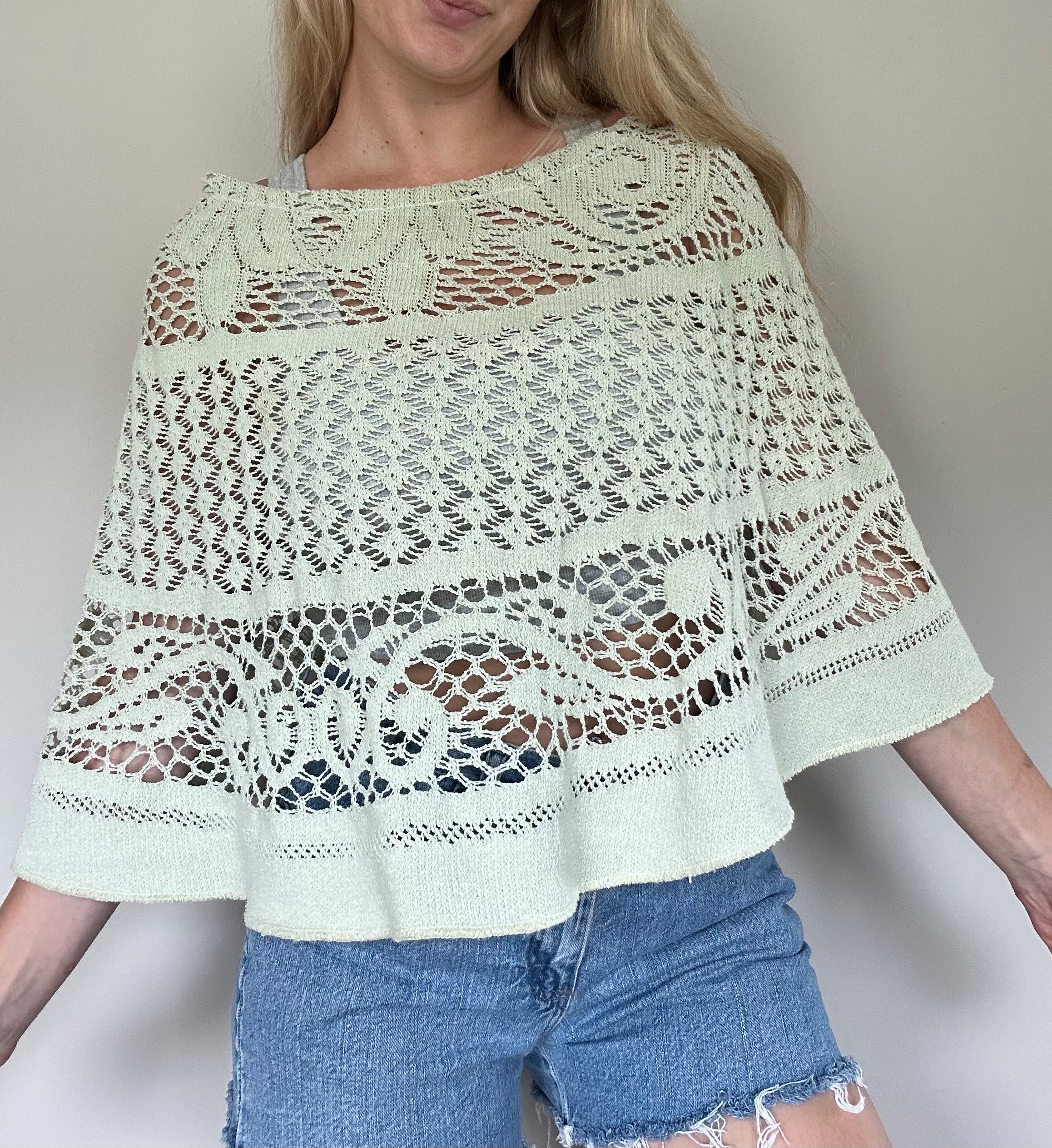 Light Green Crochet Poncho