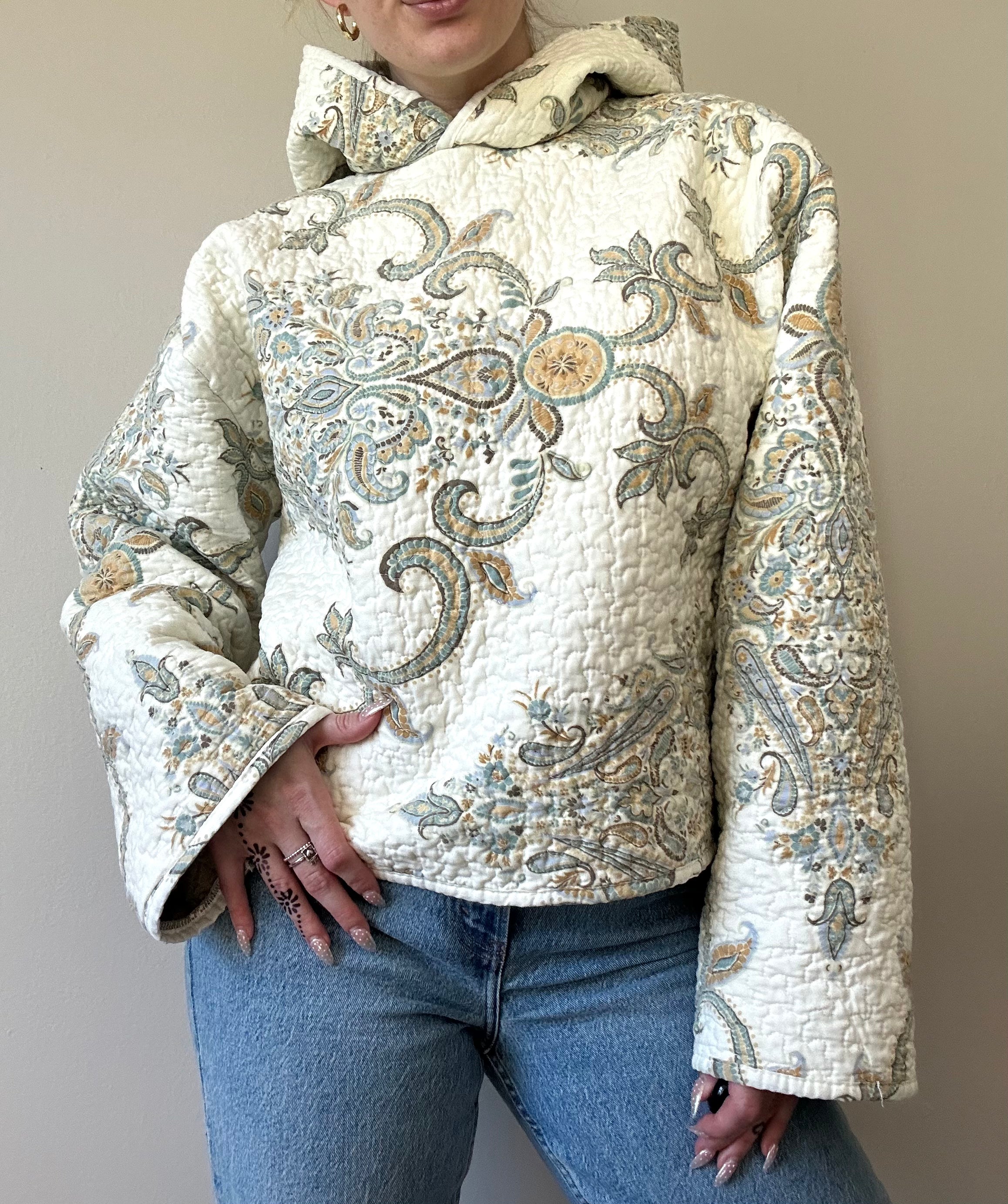 Handmade Quilted Hoodie Sweatshirt