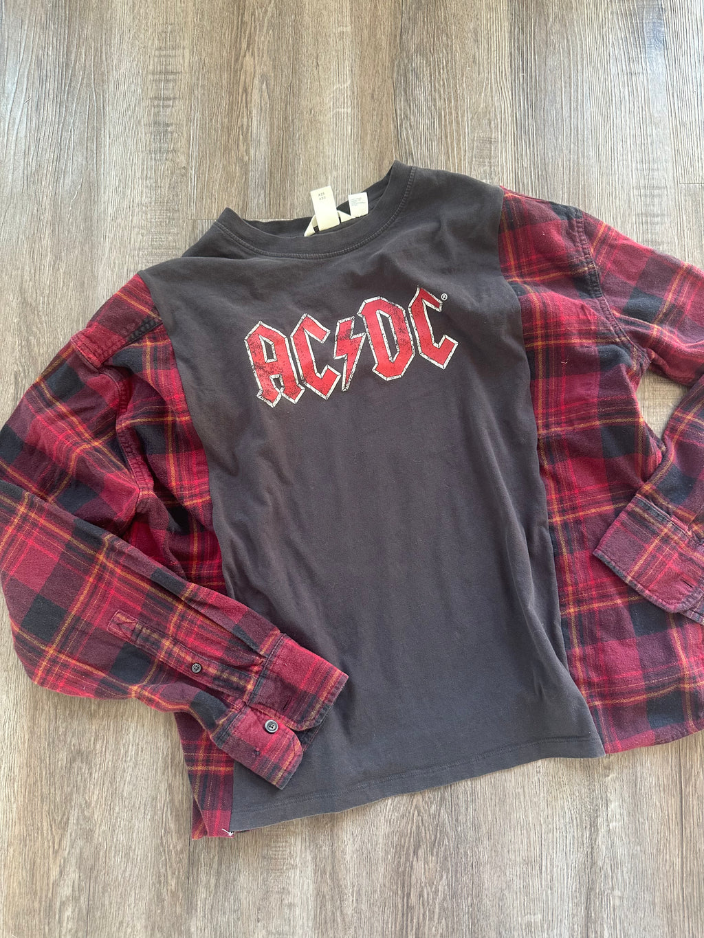 AC/DC Flannel Upcycled Tee