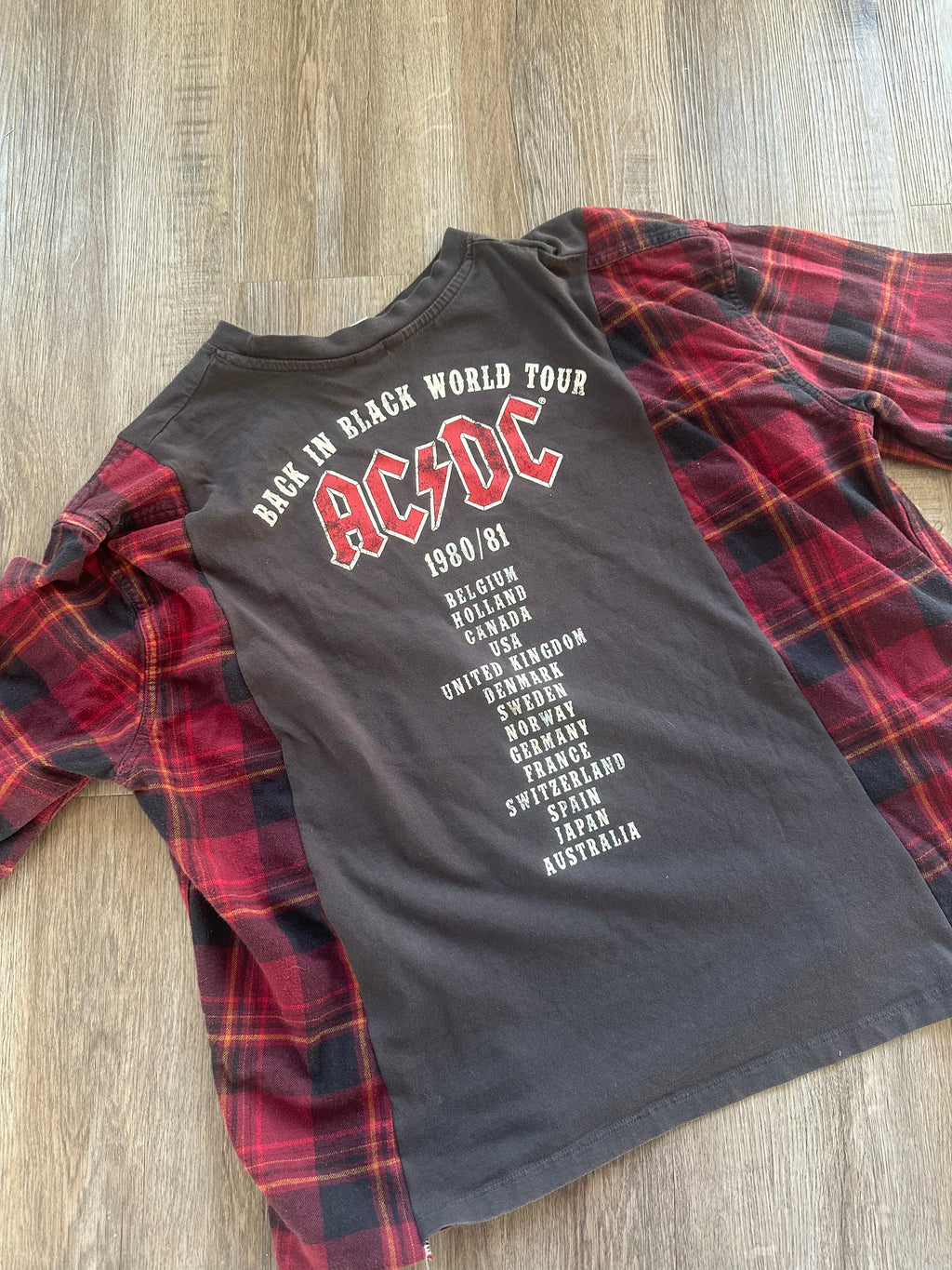 AC/DC Flannel Upcycled Tee