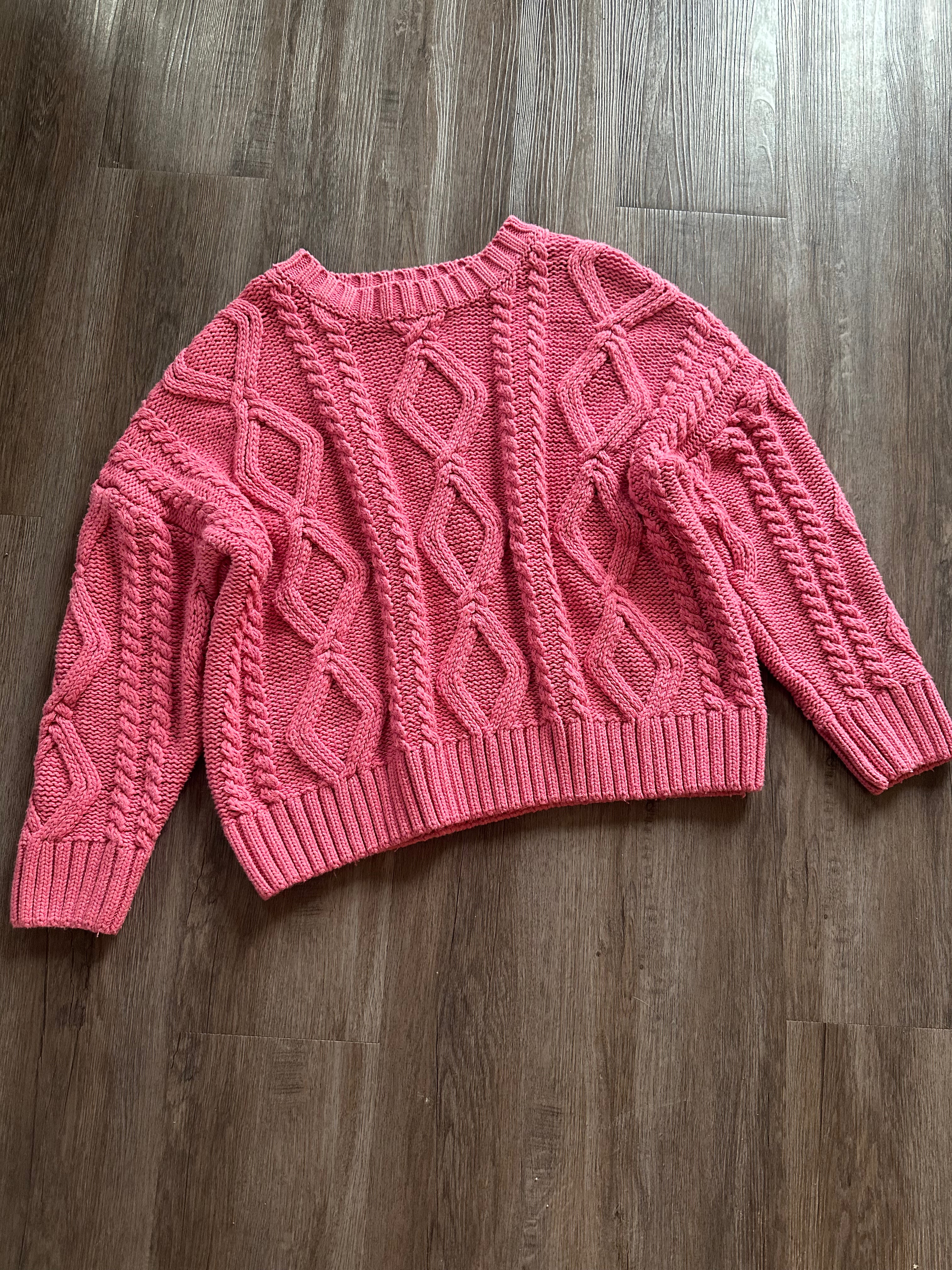 Cable Knit Pink Sweater