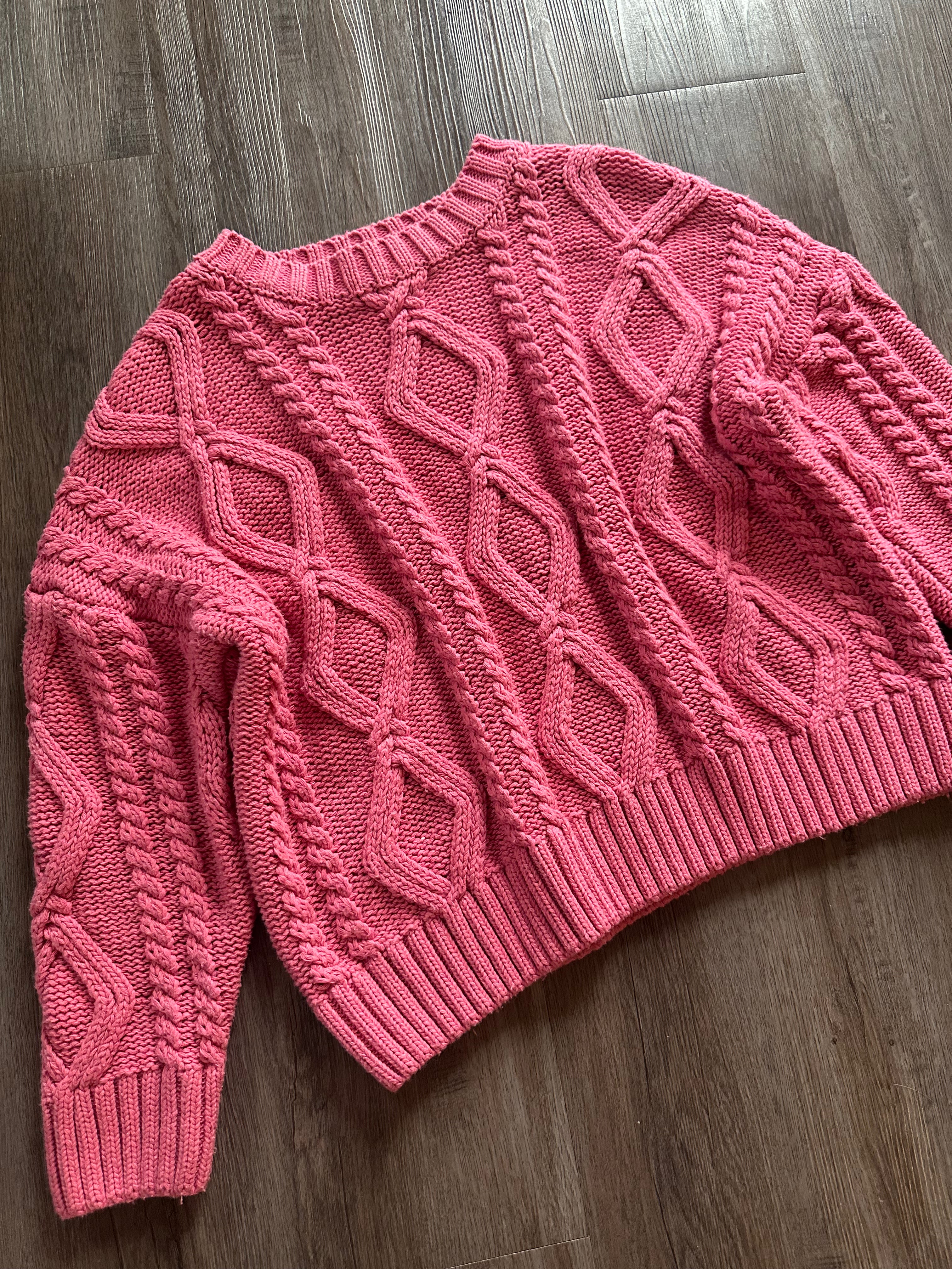 Cable Knit Pink Sweater