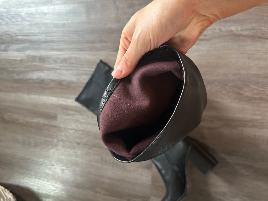 Franco Sarto Black Leather Square Toe Boots