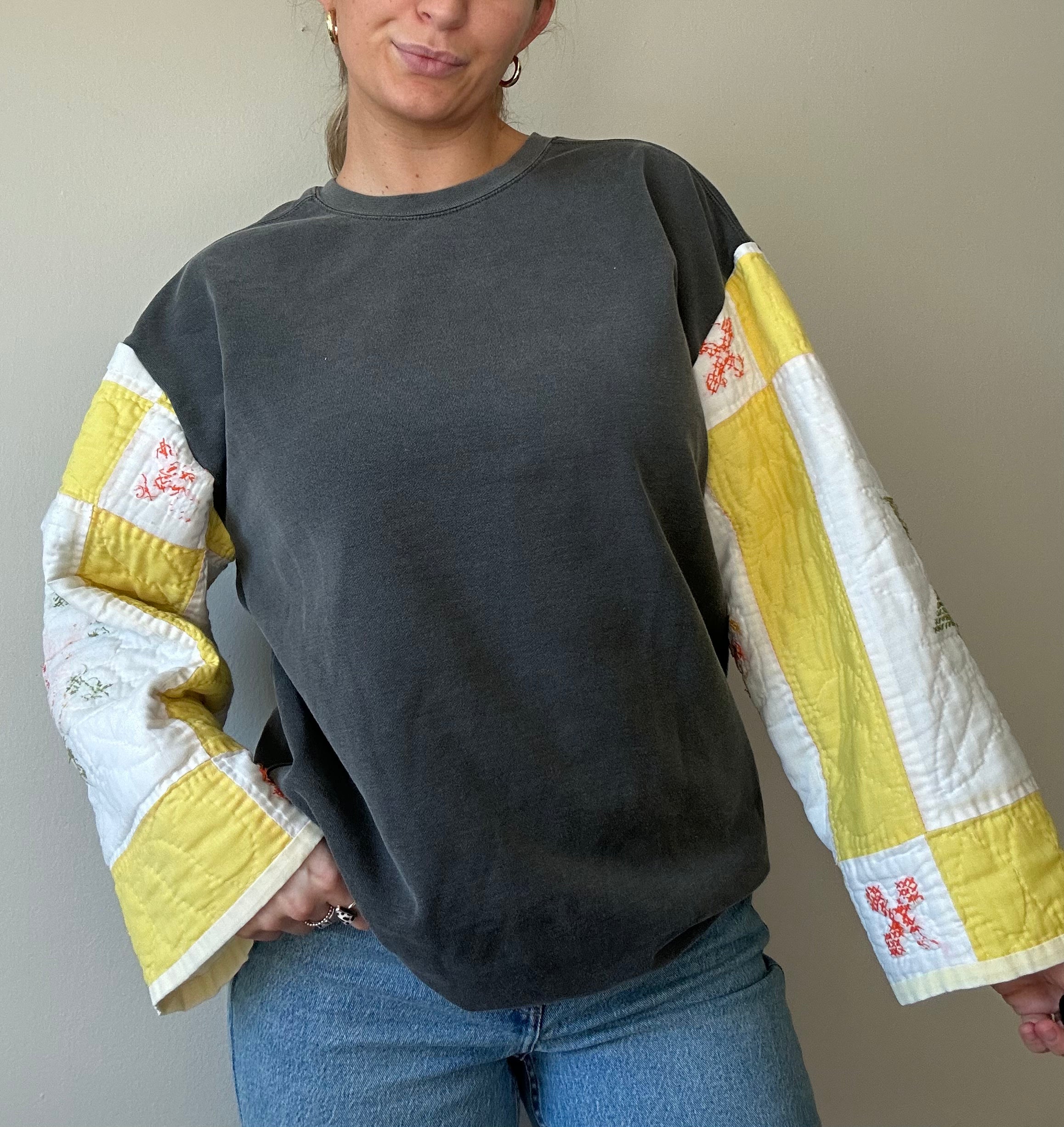 Upcycled Quilted Sleeve Crewneck