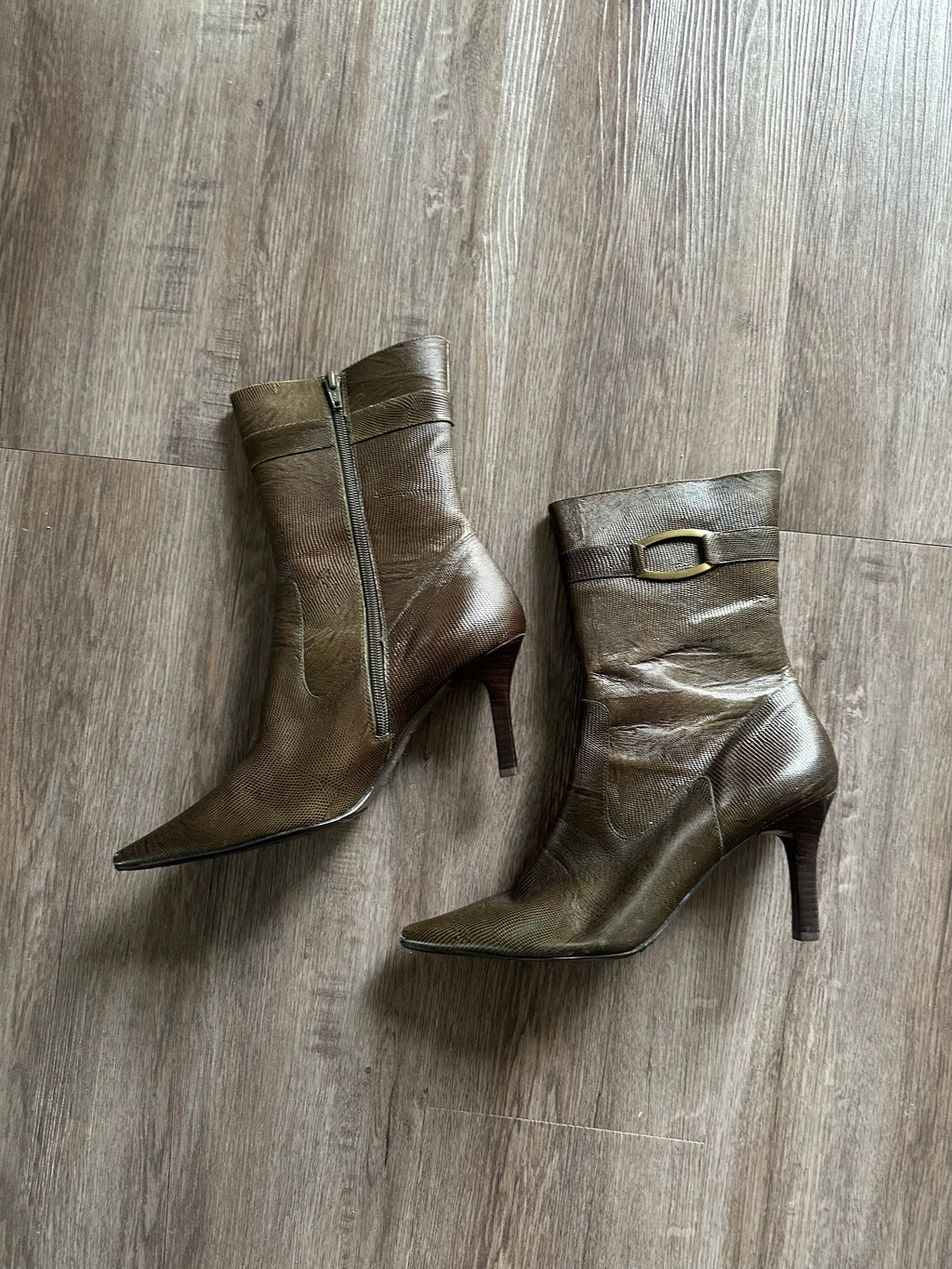Vintage Alfani Green Leather Heeled Boots