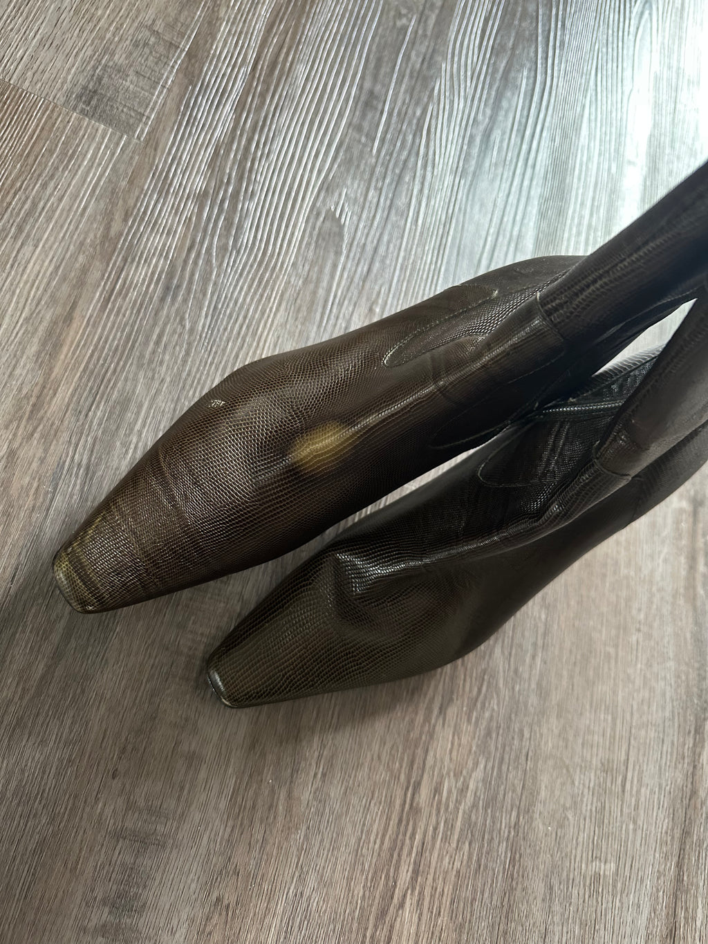 Vintage Alfani Green Leather Heeled Boots