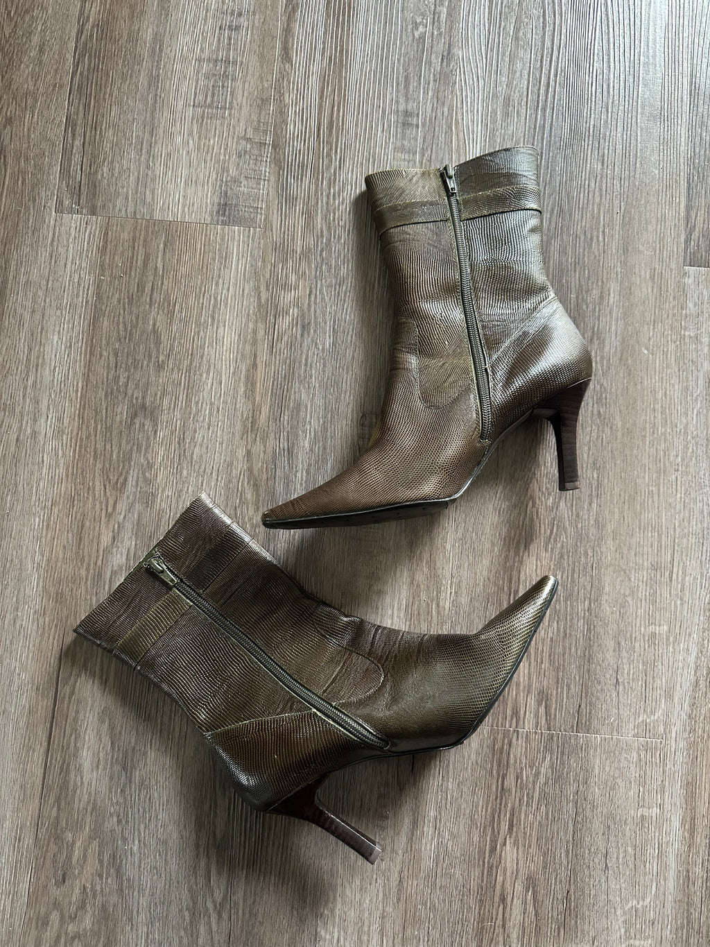 Vintage Alfani Green Leather Heeled Boots