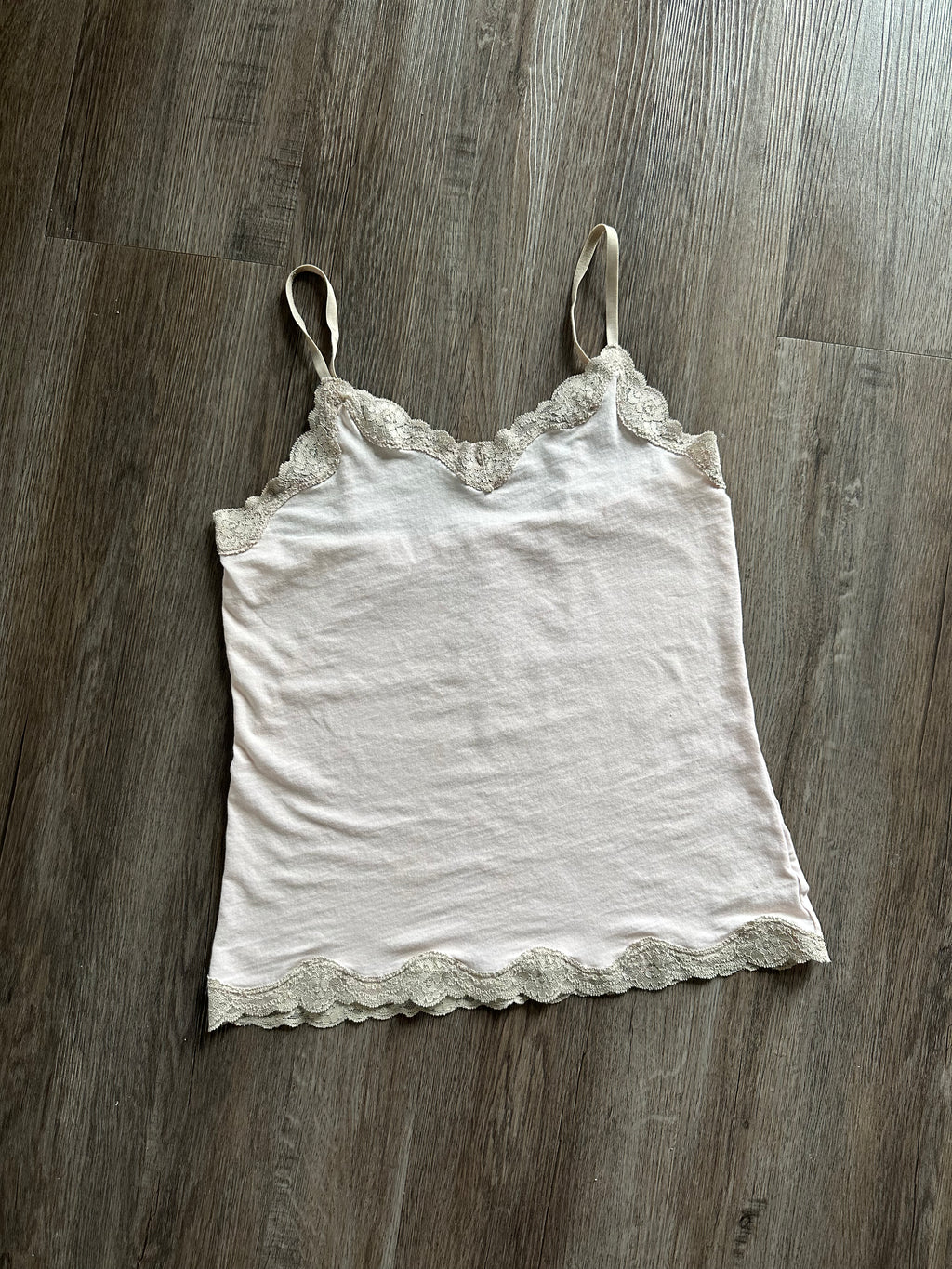 Light Pink Lace Trim Cami Tank Top