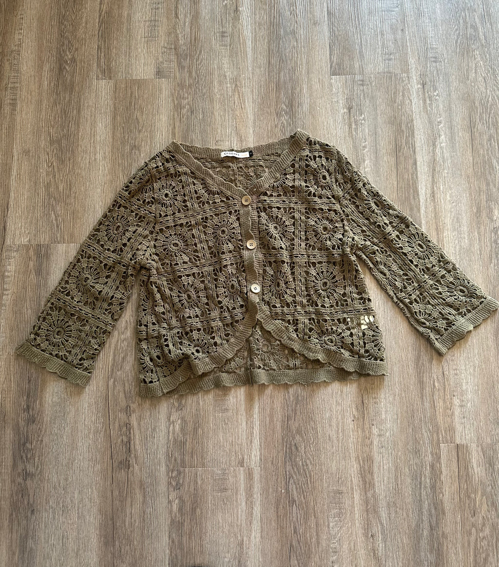 Green Crochet Cardigan