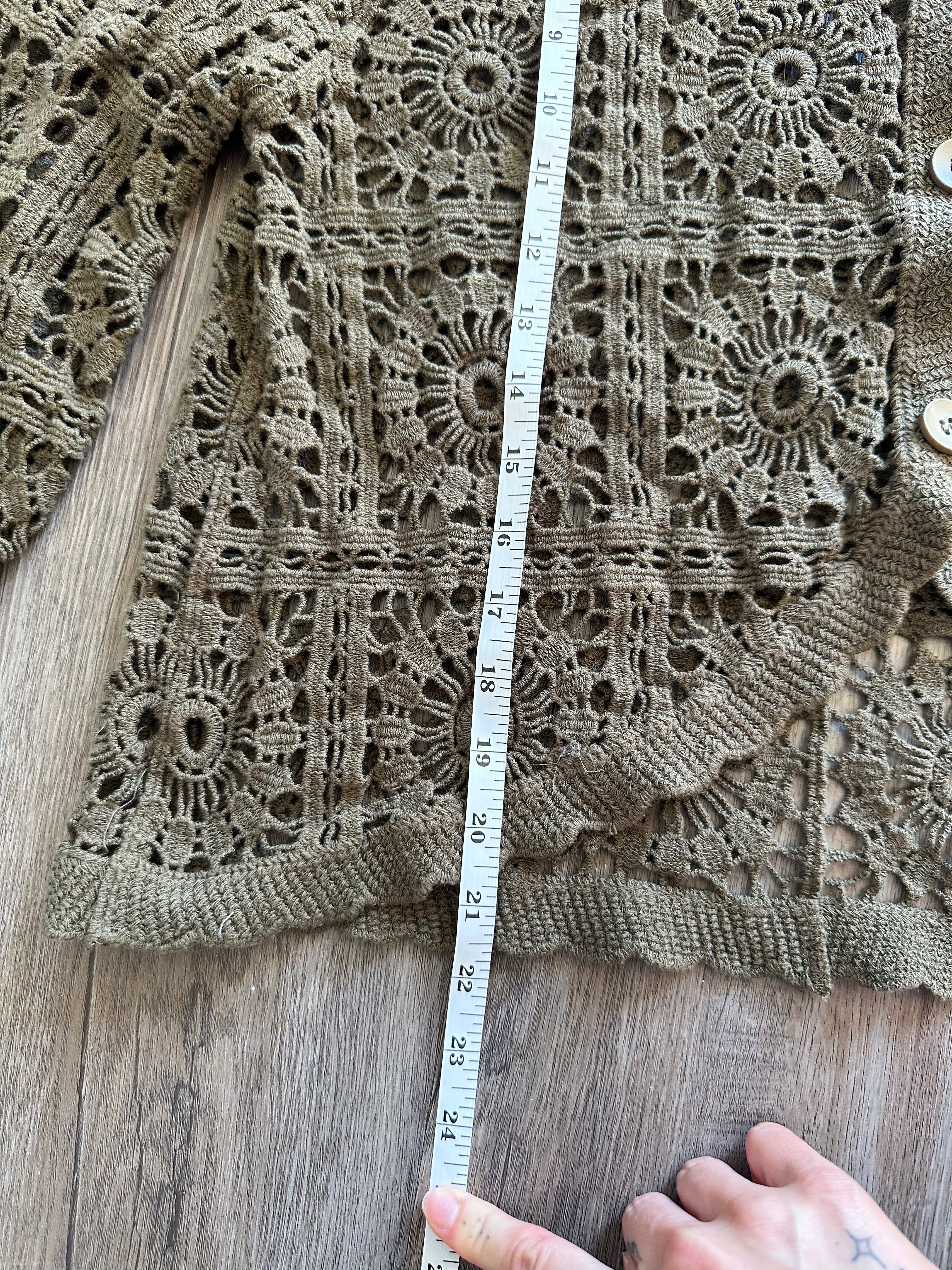 Green Crochet Cardigan