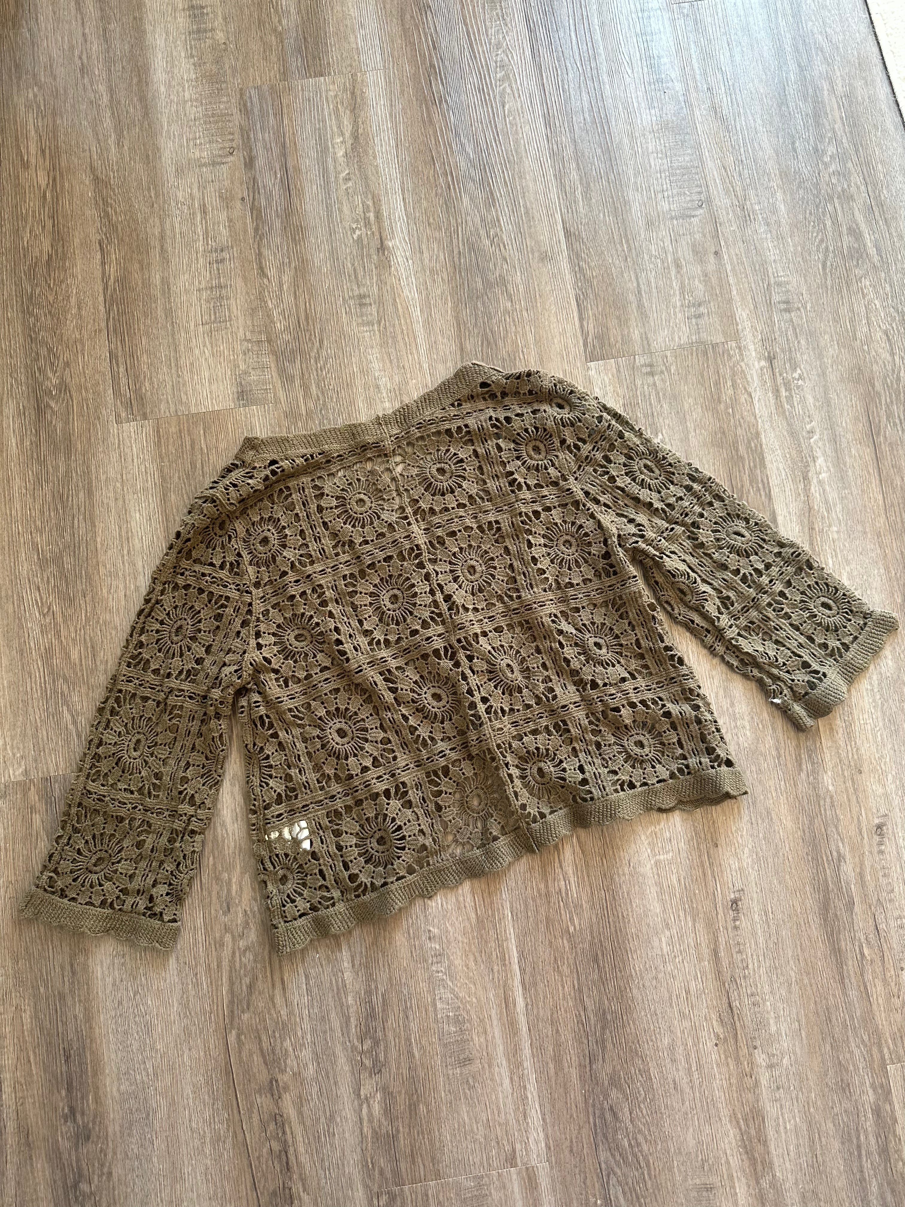 Green Crochet Cardigan