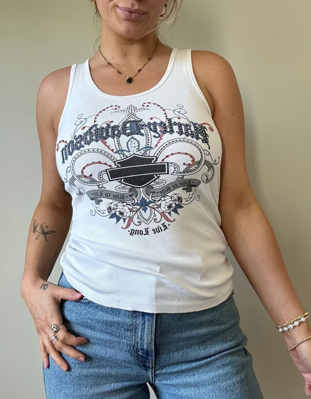Harley Davidson Bedazzled Tank Top