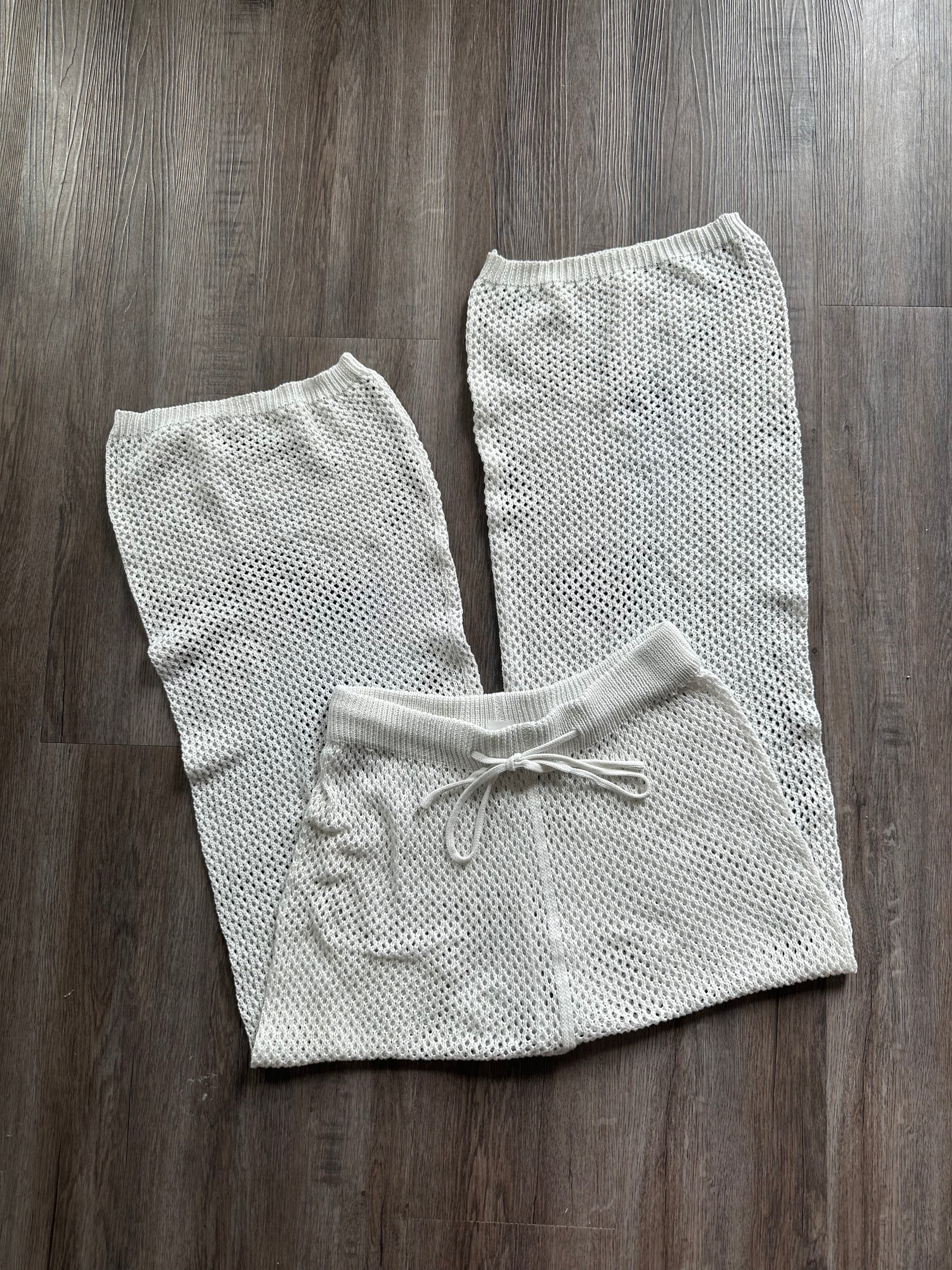 White Crochet Beachy Pants