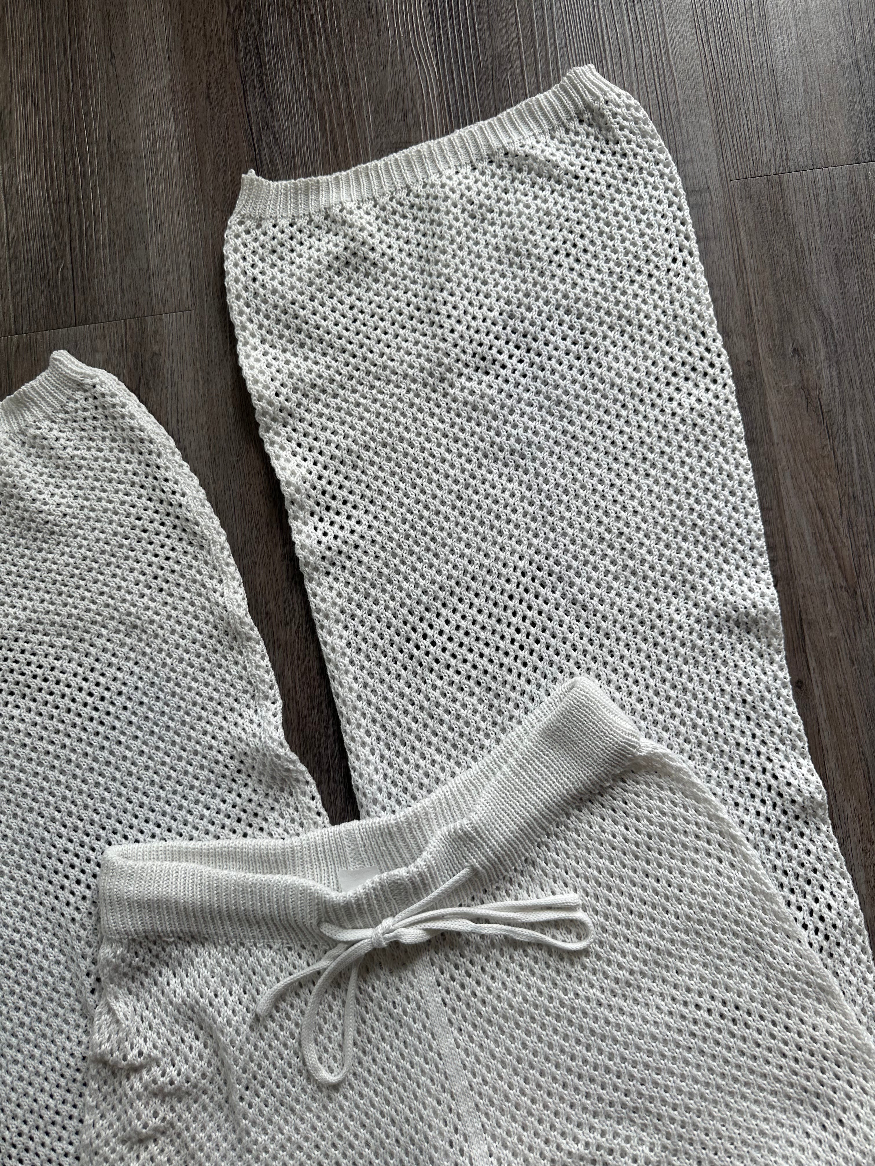 White Crochet Beachy Pants