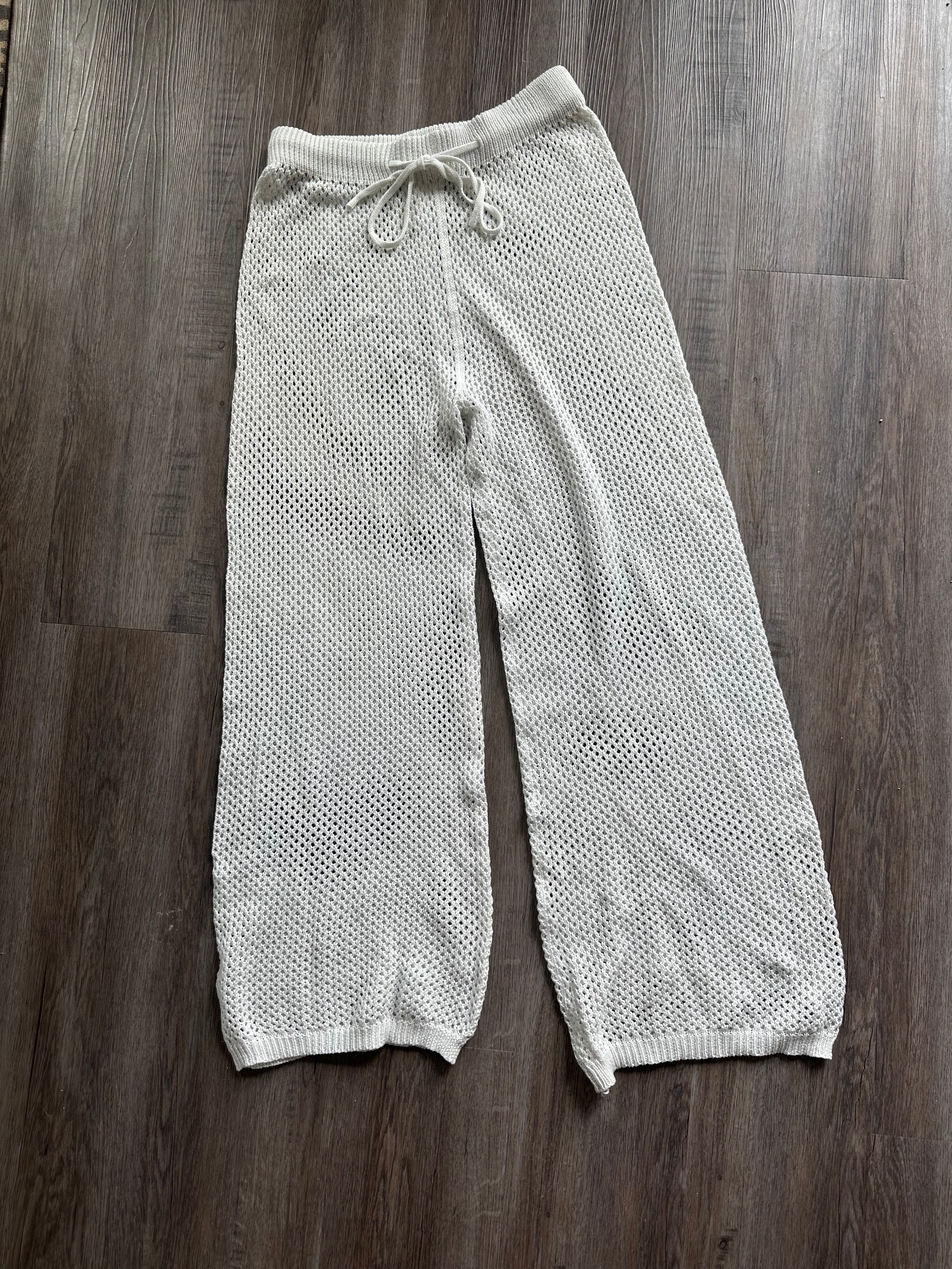 White Crochet Beachy Pants