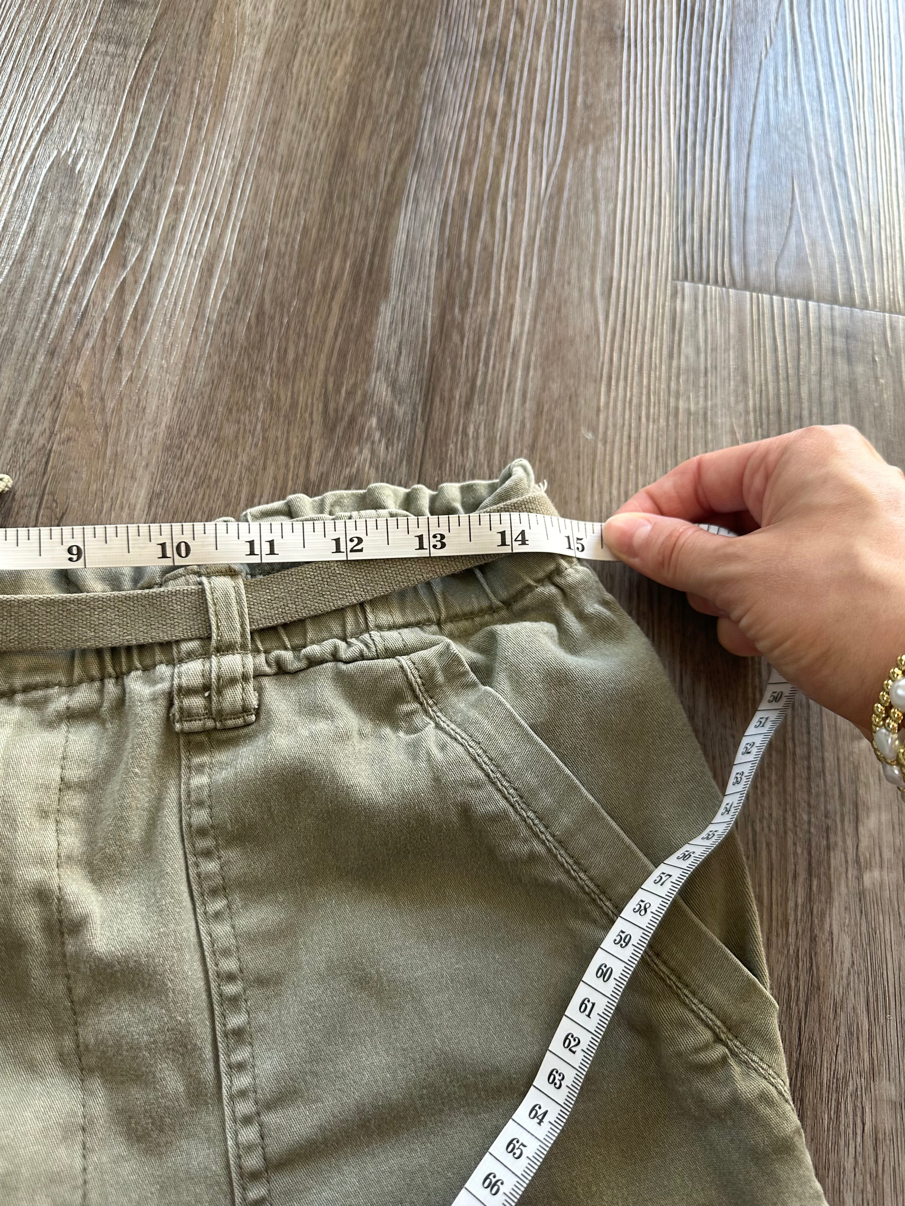 Khaki Green Cargo Pants Capri