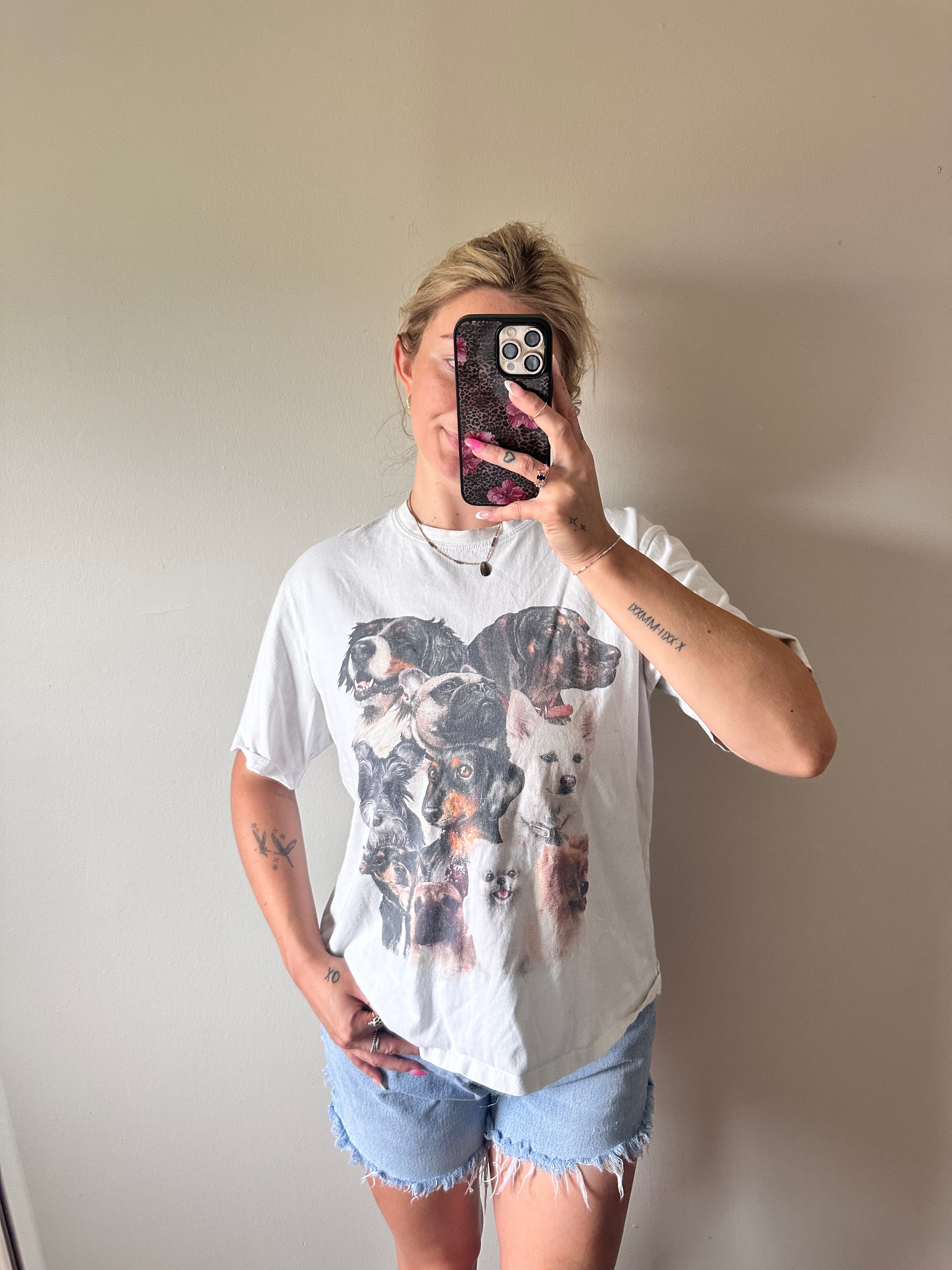 White Graphic Dog Tee