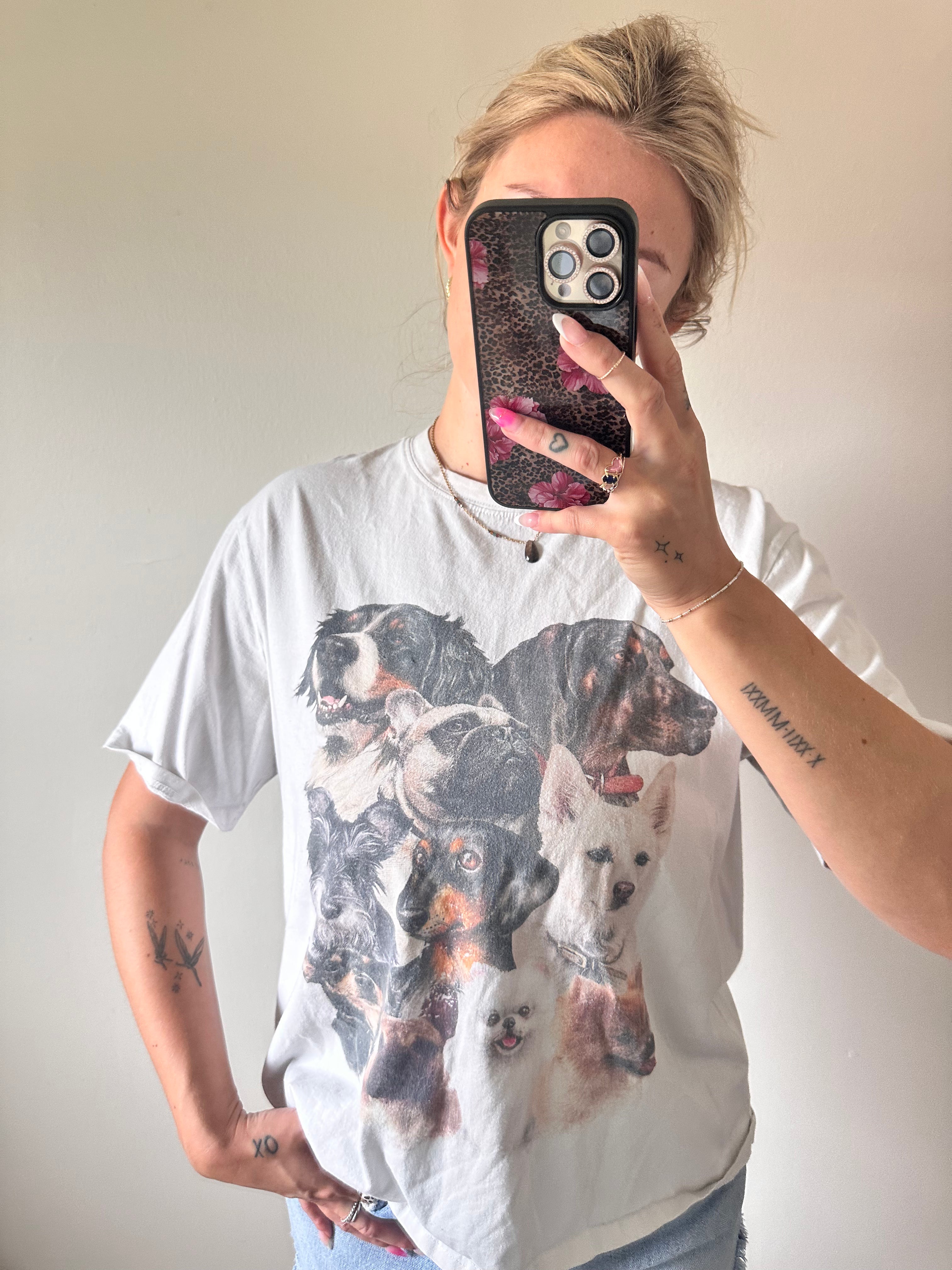 White Graphic Dog Tee