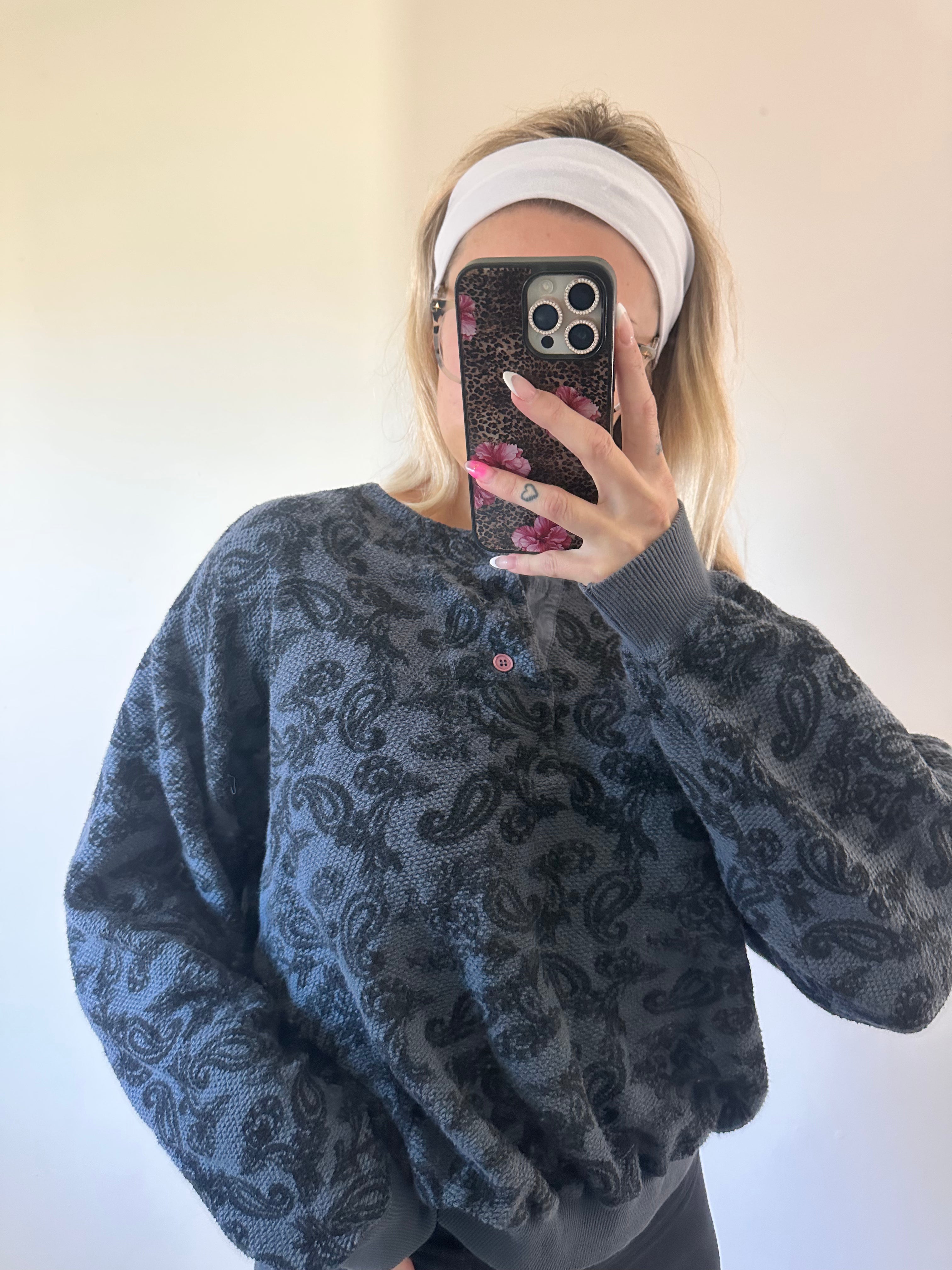 Paisley Button Up Sweater