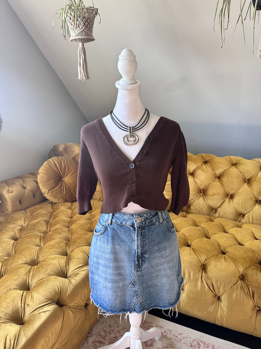 Brown Short Sleeve Cardigan