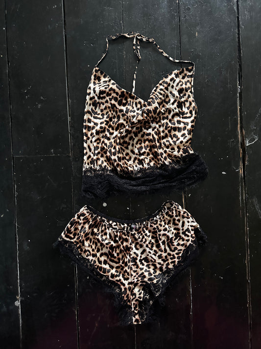 Cheetah Print Lace Sleepwear Set