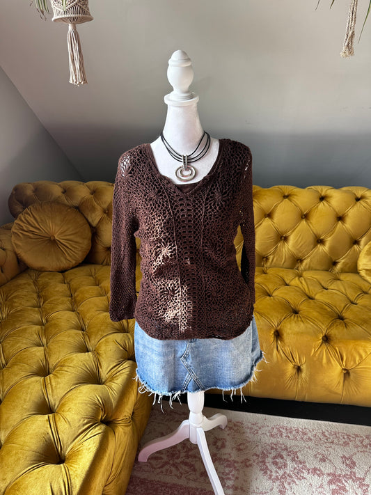 Brown Crochet Blouse