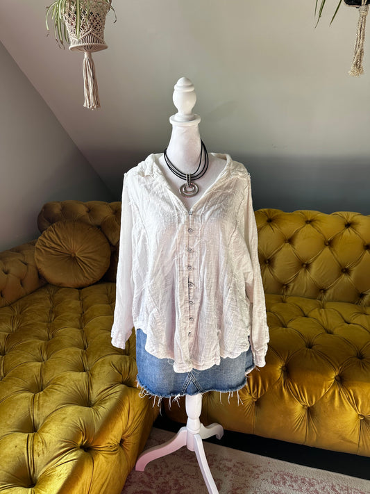 Free People White Button Up