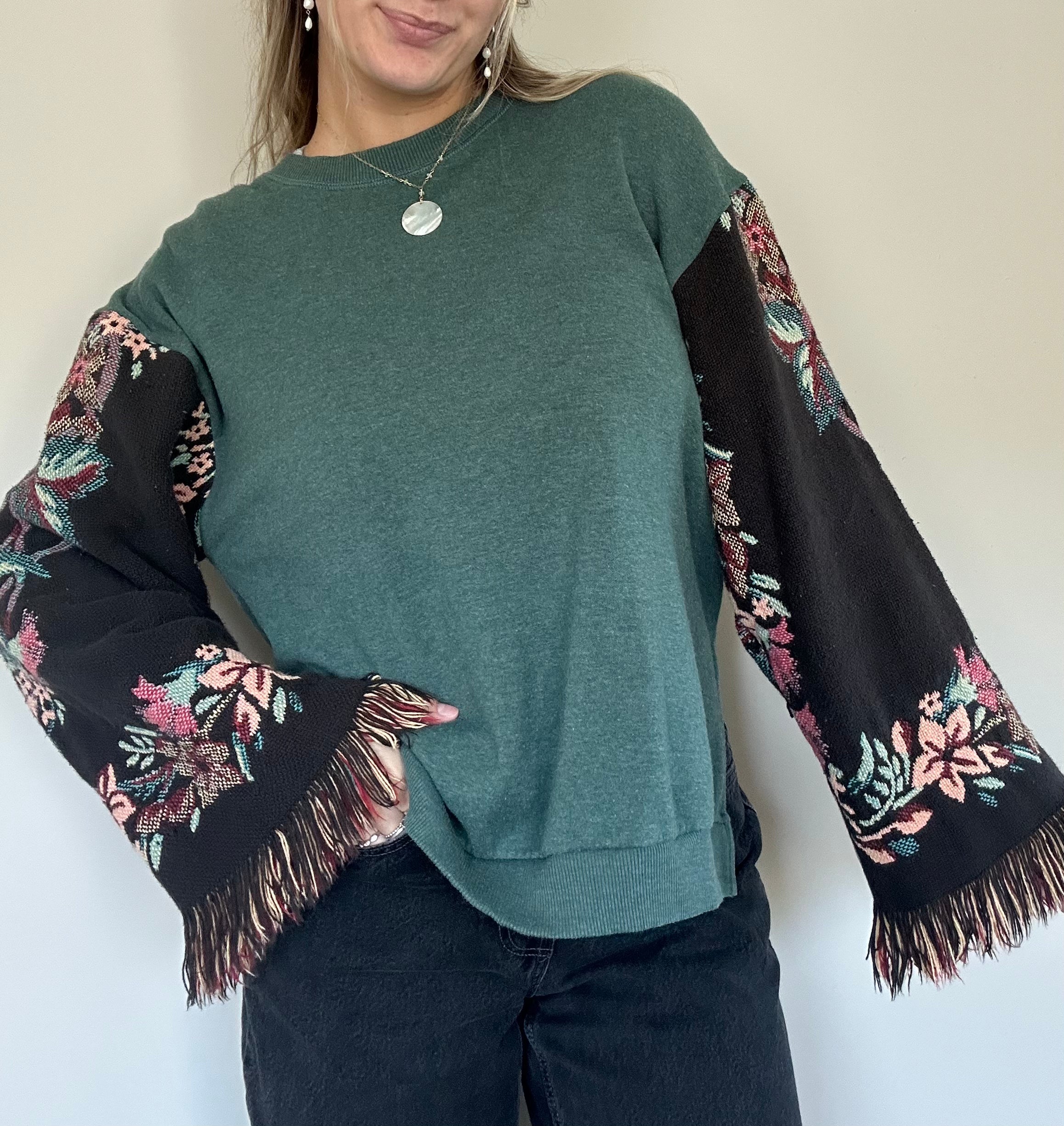 Upcycled Tapestry Sleeve Crewneck