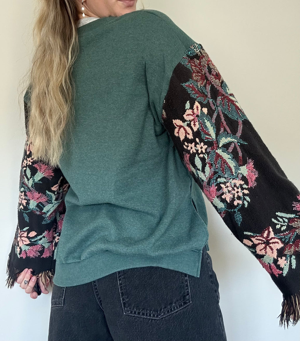 Upcycled Tapestry Sleeve Crewneck