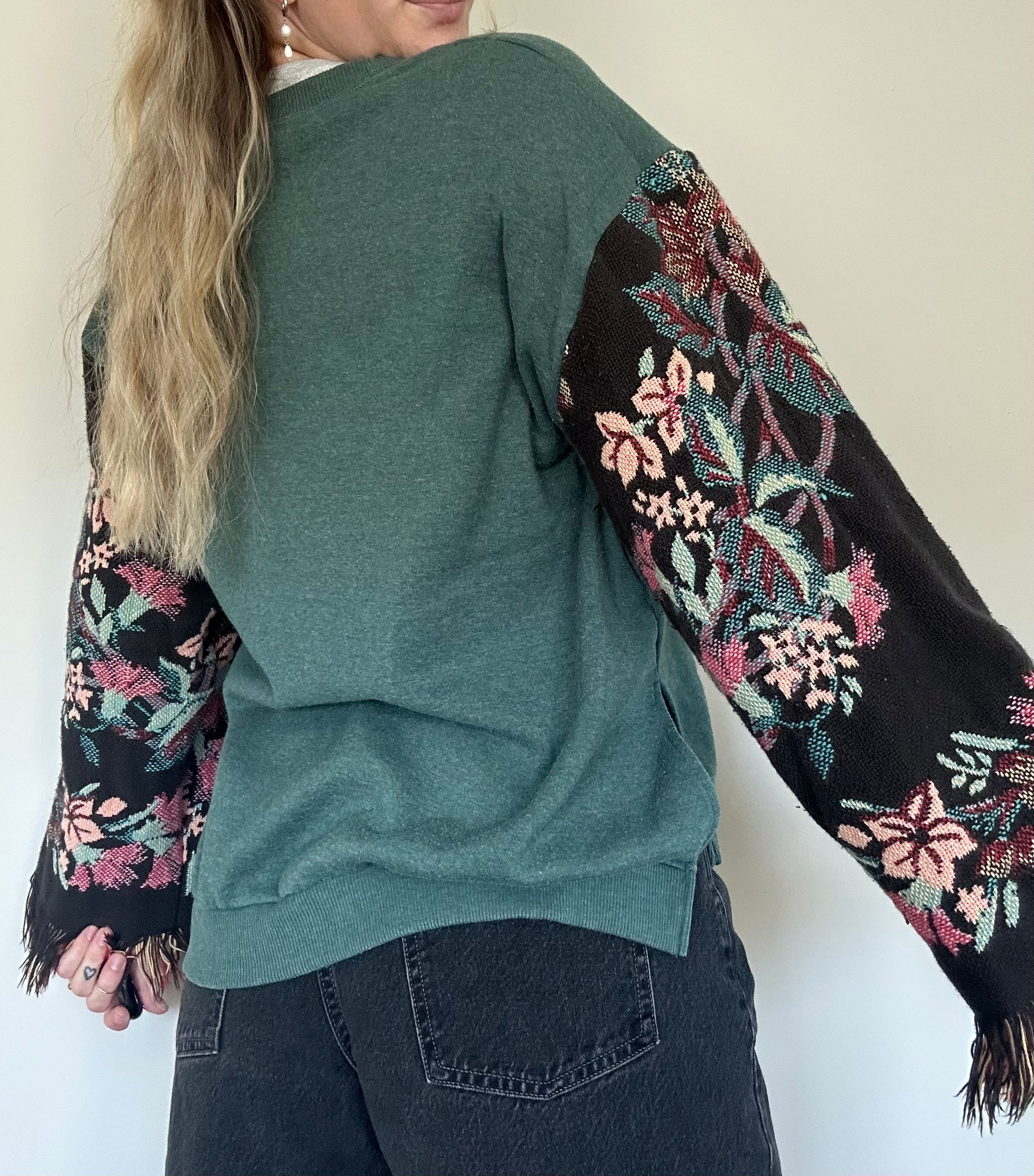Upcycled Tapestry Sleeve Crewneck