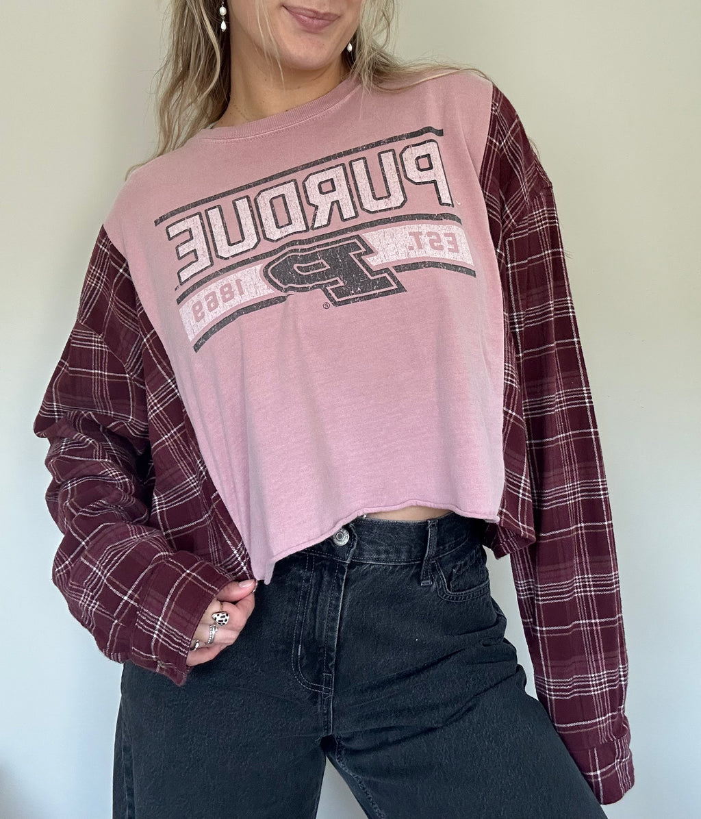 Purdue Upcycled Flannel Tee
