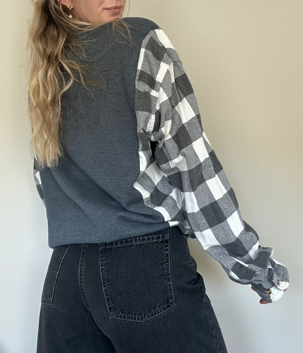 Purdue Upcycled Flannel Crewneck