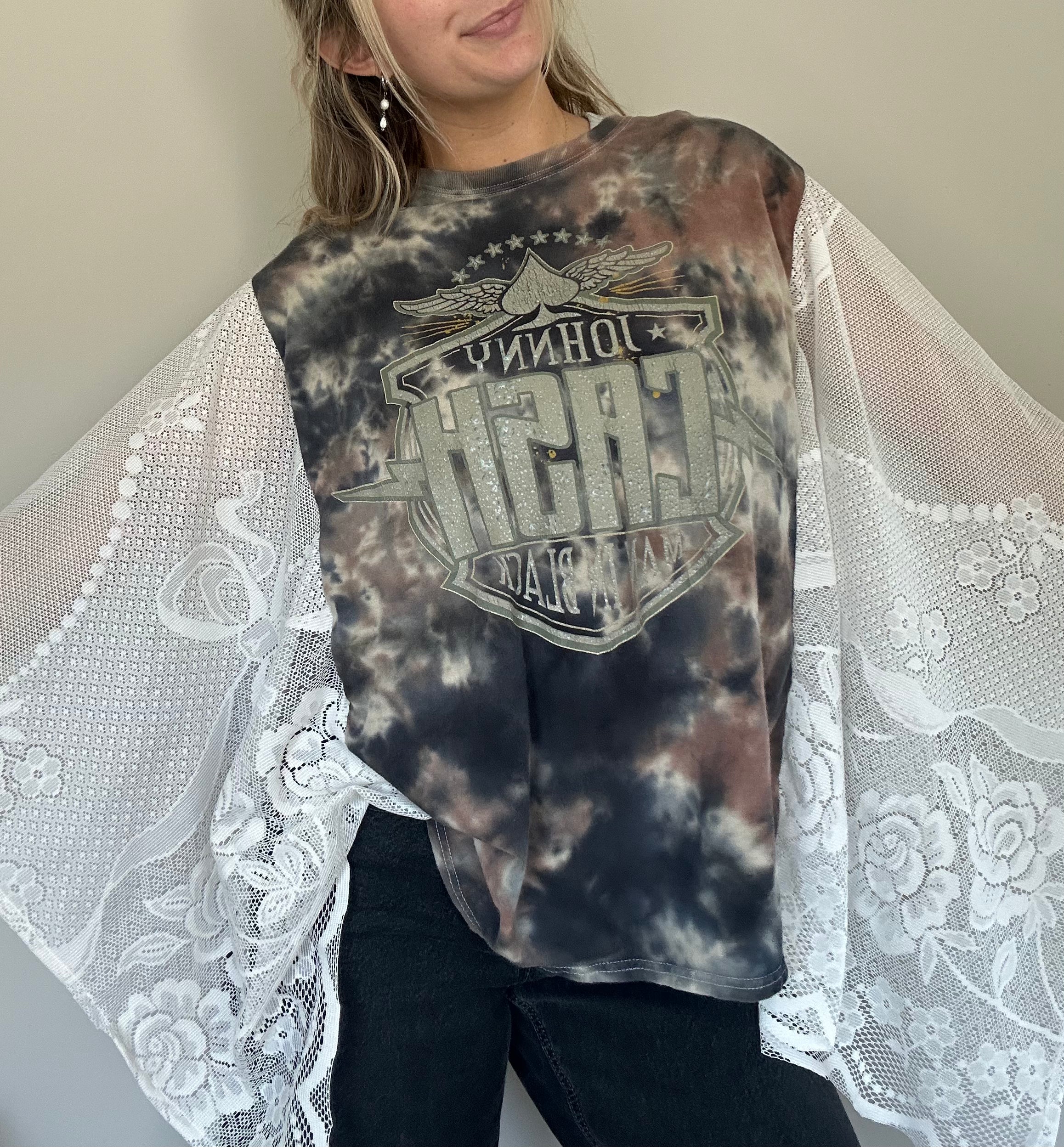 Johnny Cash Lace Upcycled Top