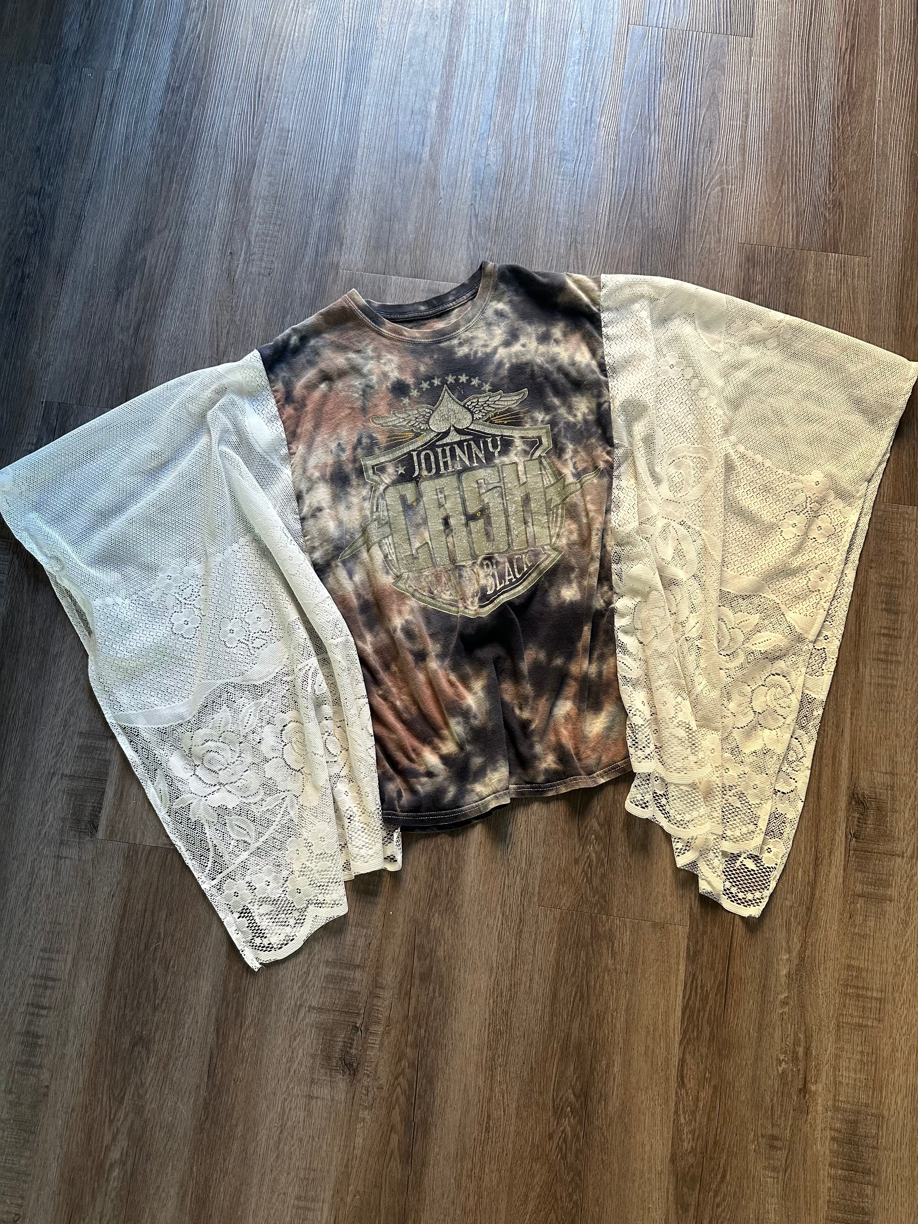 Johnny Cash Lace Upcycled Top