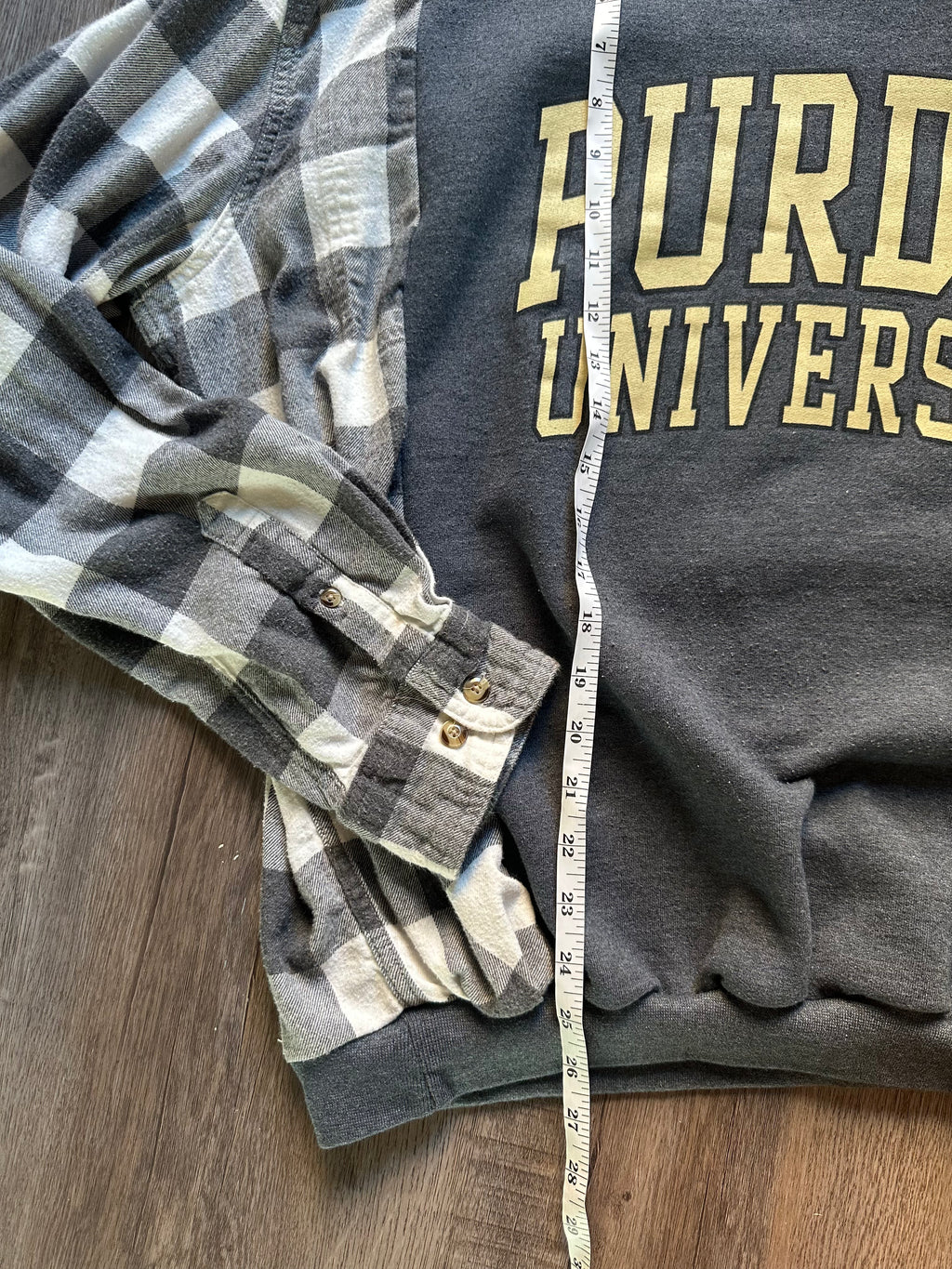 Purdue Upcycled Flannel Crewneck
